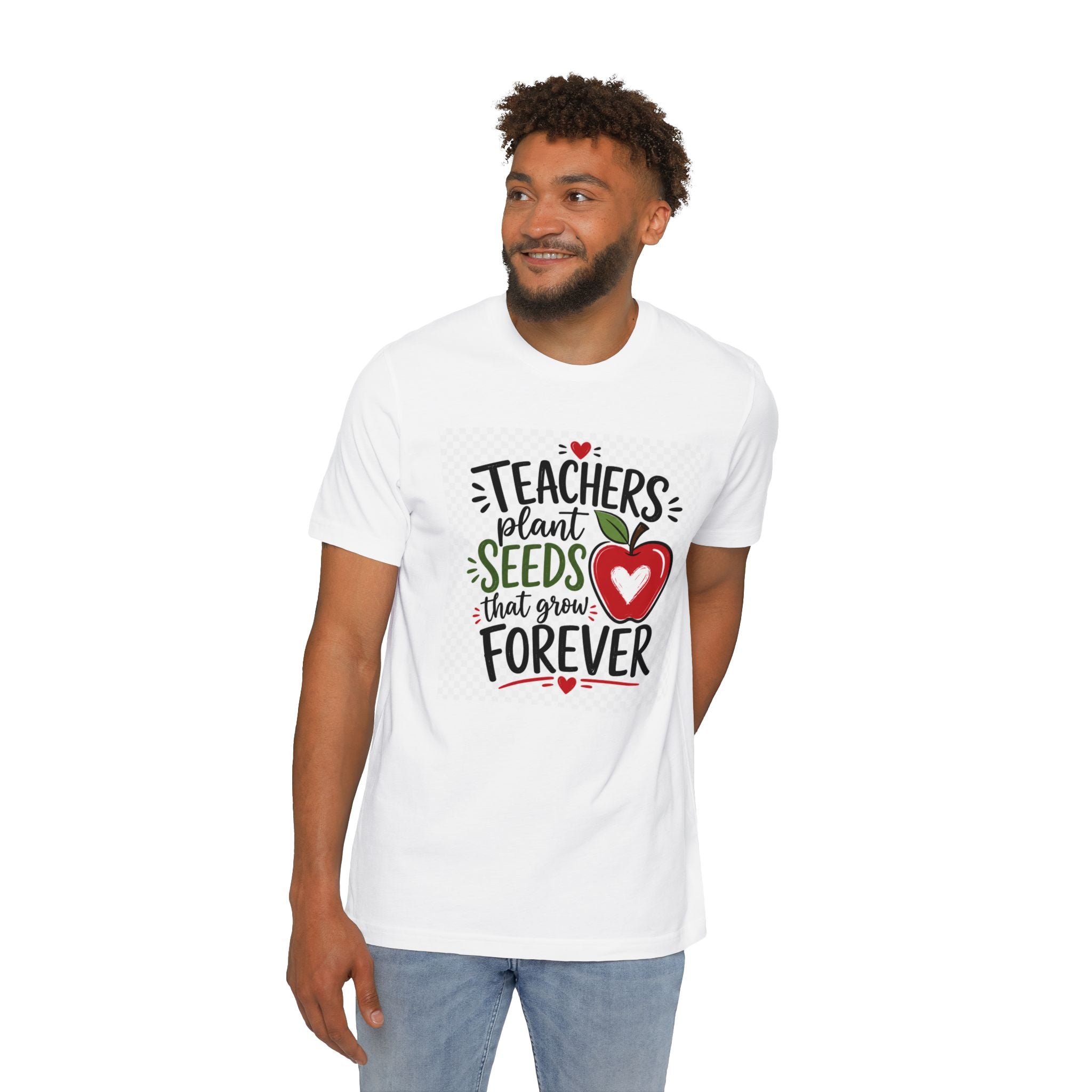 Teacher Appreciation T-Shirt – "Teachers Plant Seeds That Grow Forever" Apple Design