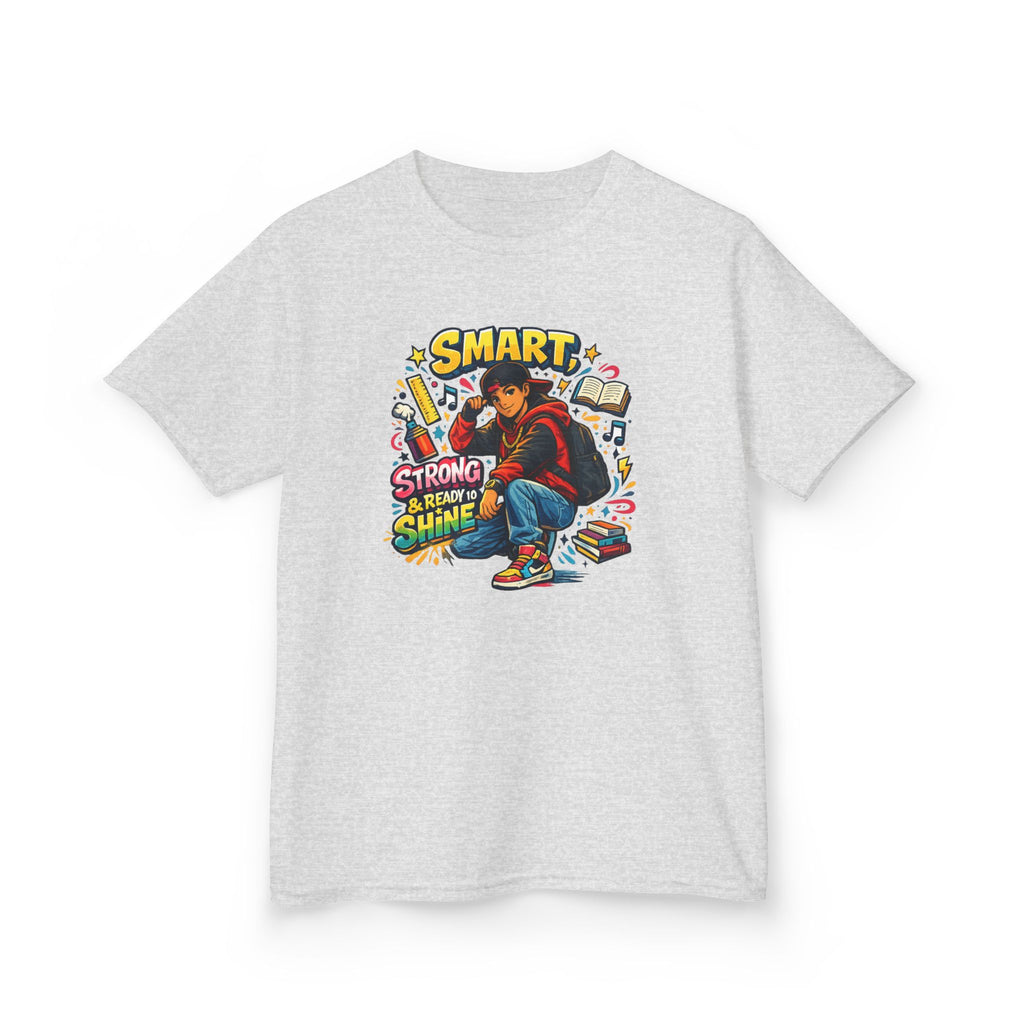 Kids Tee — "Smart, Strong, Ready to Shine" School Motivation Graphic