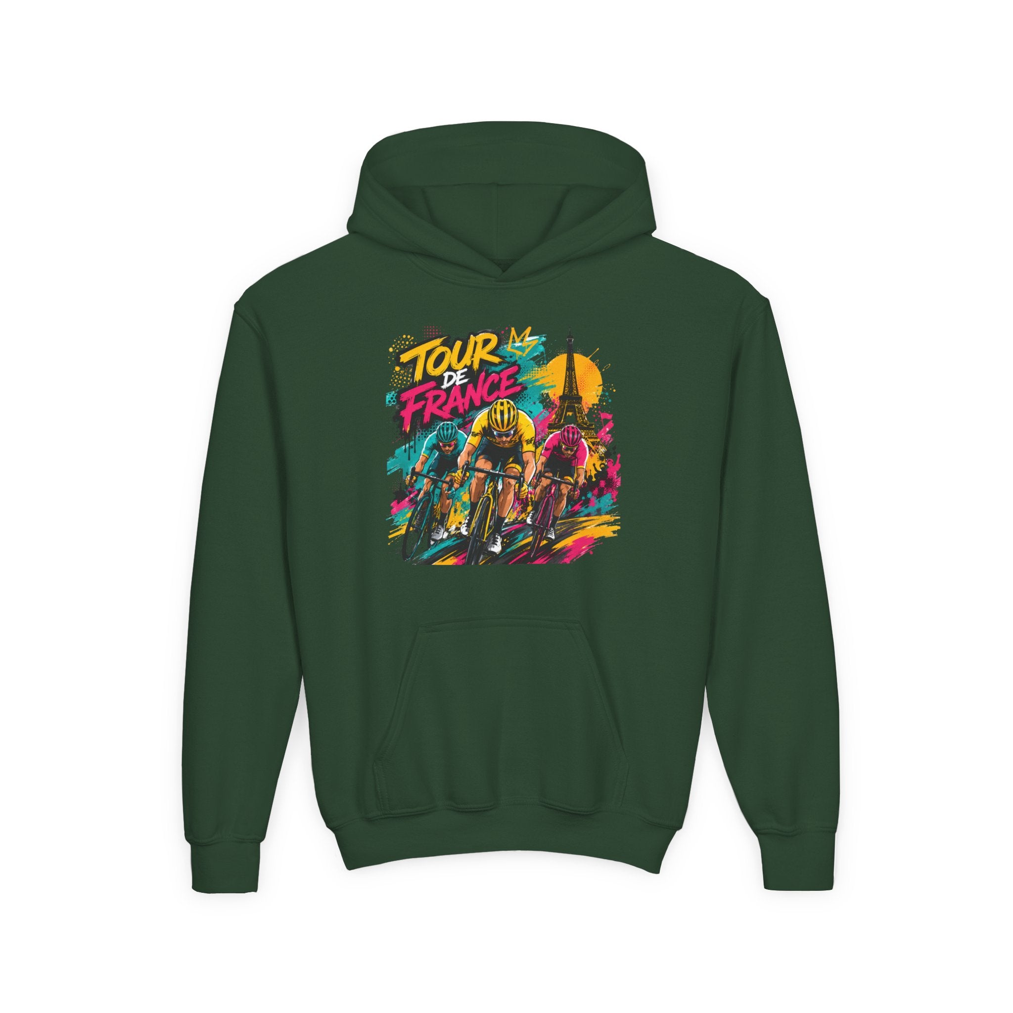 Tour de France Youth Hoodie — Colorful Cycling Graphic Sweatshirt