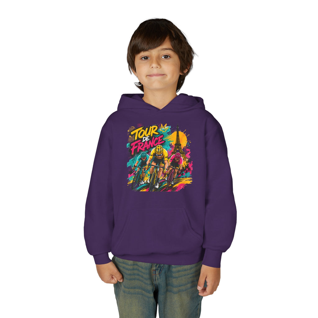 Tour de France Youth Hoodie — Colorful Cycling Graphic Sweatshirt