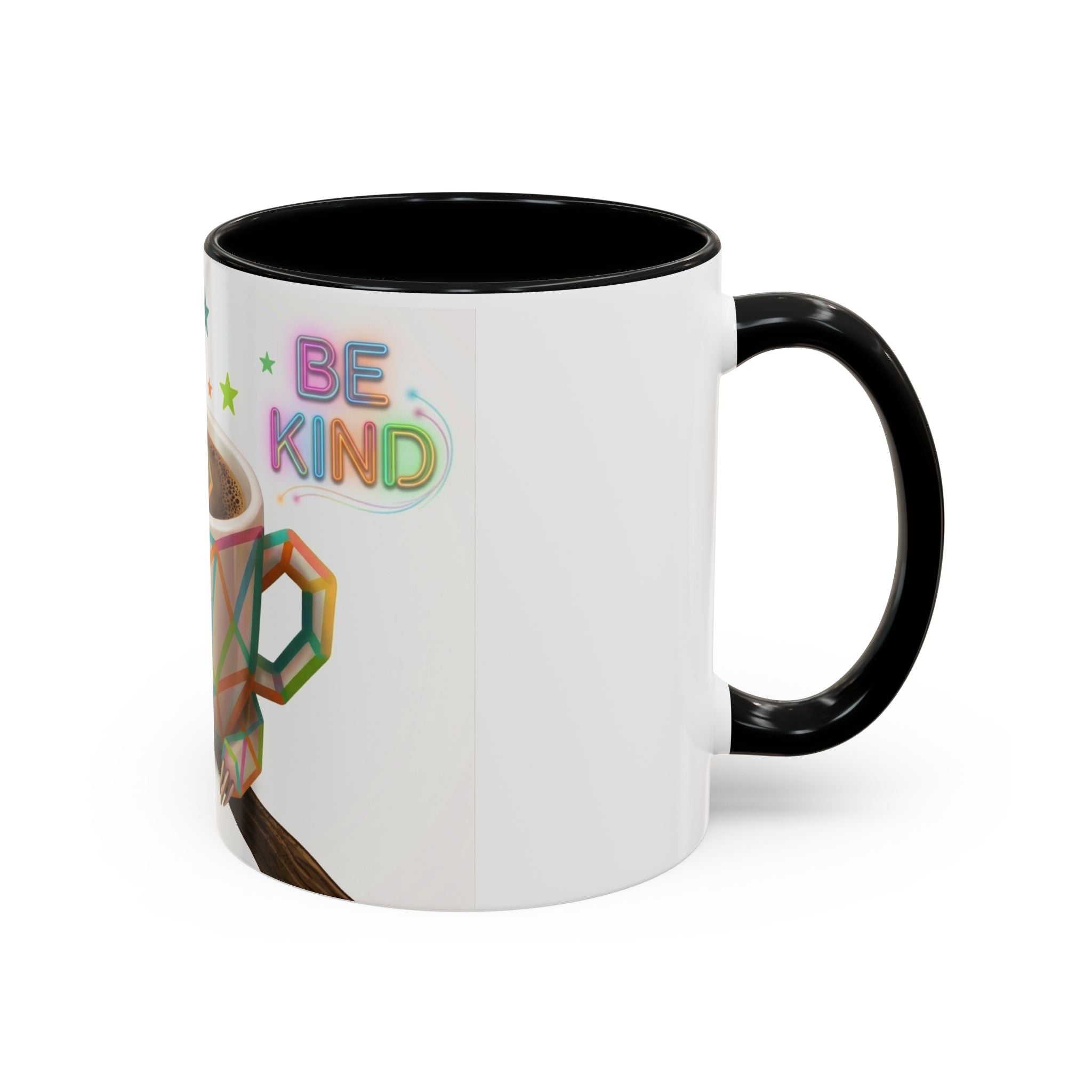 Be Kind Sloth Coffee Mug — Colorful Accent Ceramic Cup (11/15oz)