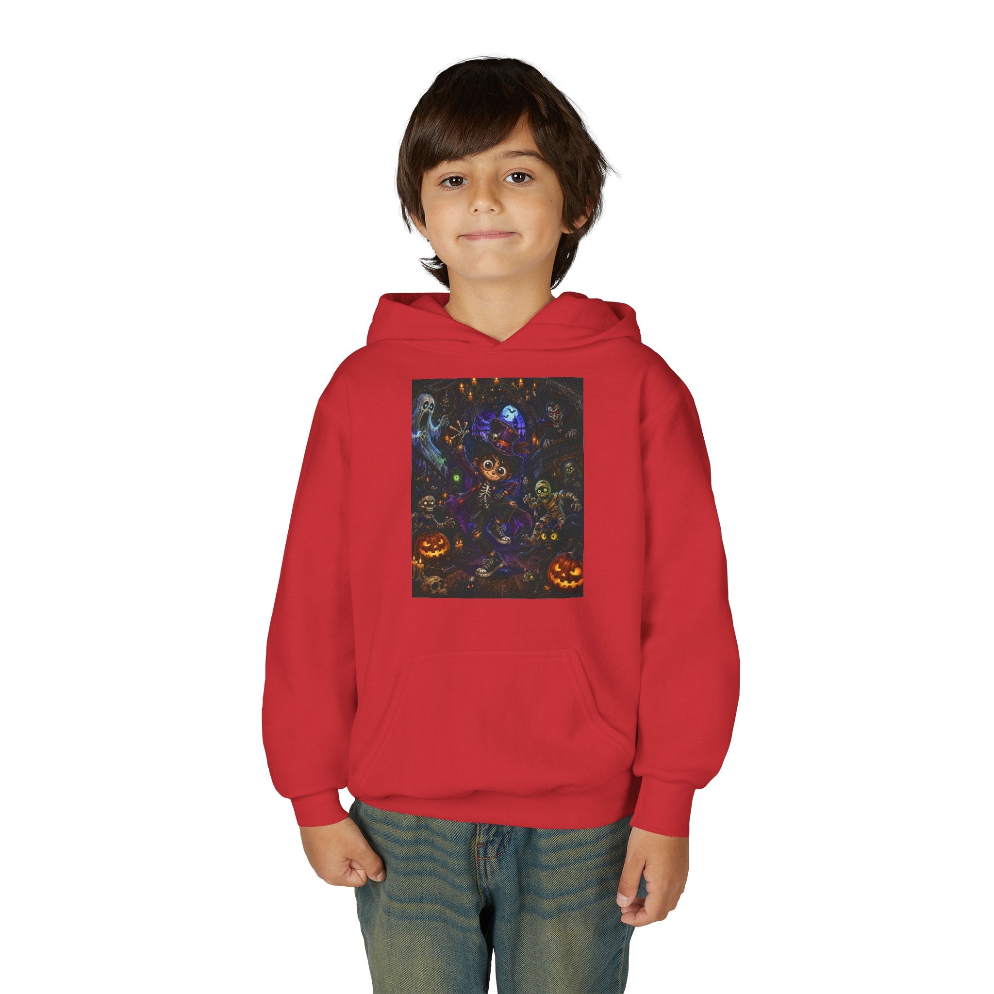 Youth Hoodie - Spooky Magician Halloween Jack-o'-Lantern Galaxy Design