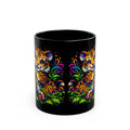 Colorful Baby Tiger Black Mug — Vibrant Neon Animal Coffee Cup (11oz/15oz)