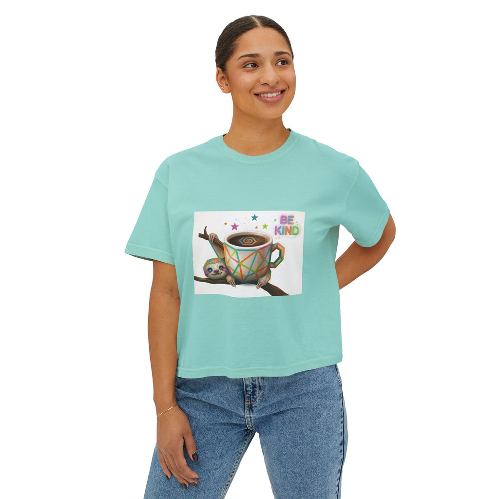 Cute Shiba Inu Coffee Tee — 'in my urge to walk out' Women's Boxy T-Shirt