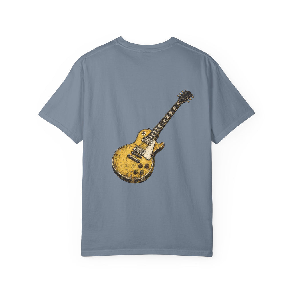 Vintage Rock Guitar T-Shirt — Grunge Band Photo & Les Paul Back Print
