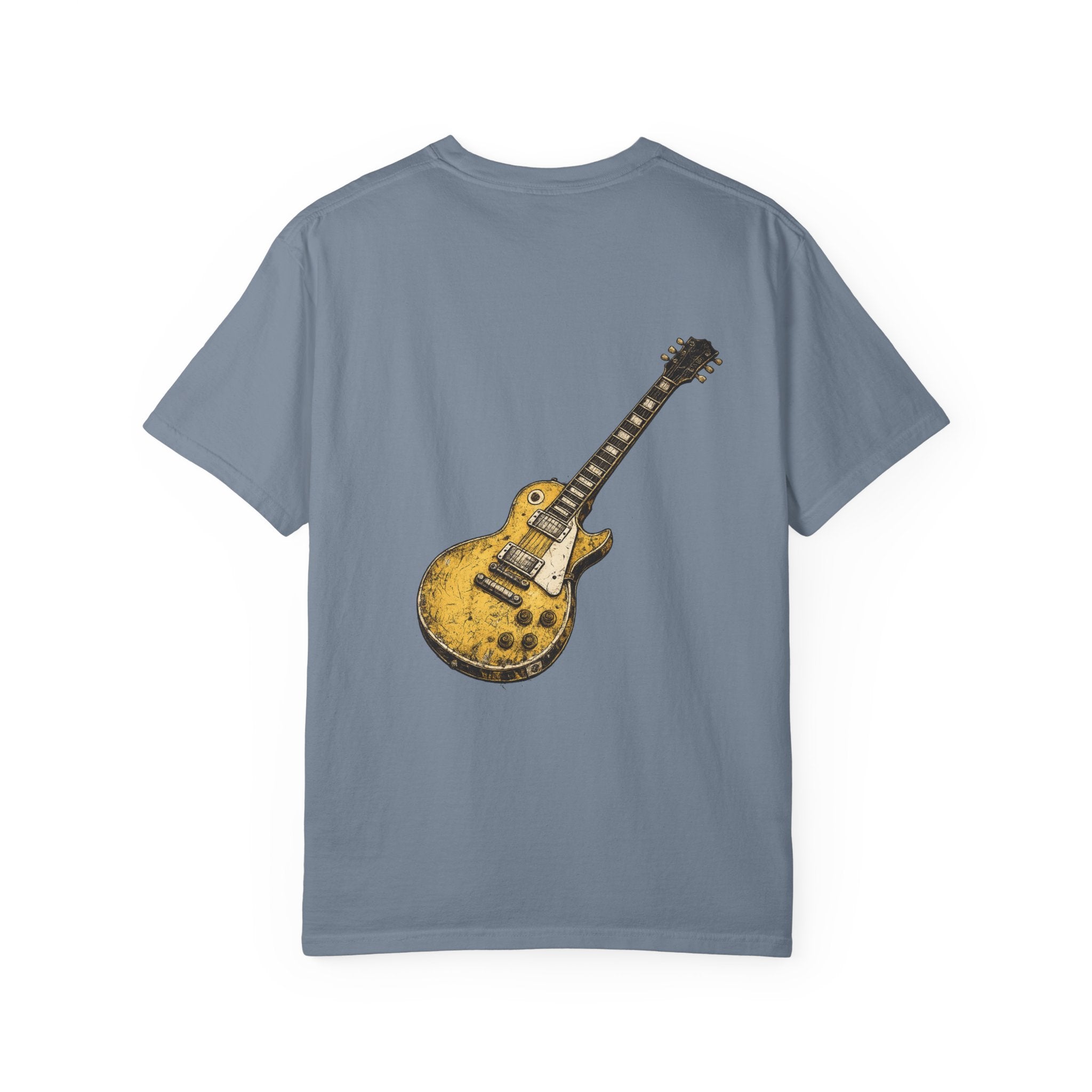 Vintage Rock Guitar T-Shirt — Grunge Band Photo & Les Paul Back Print