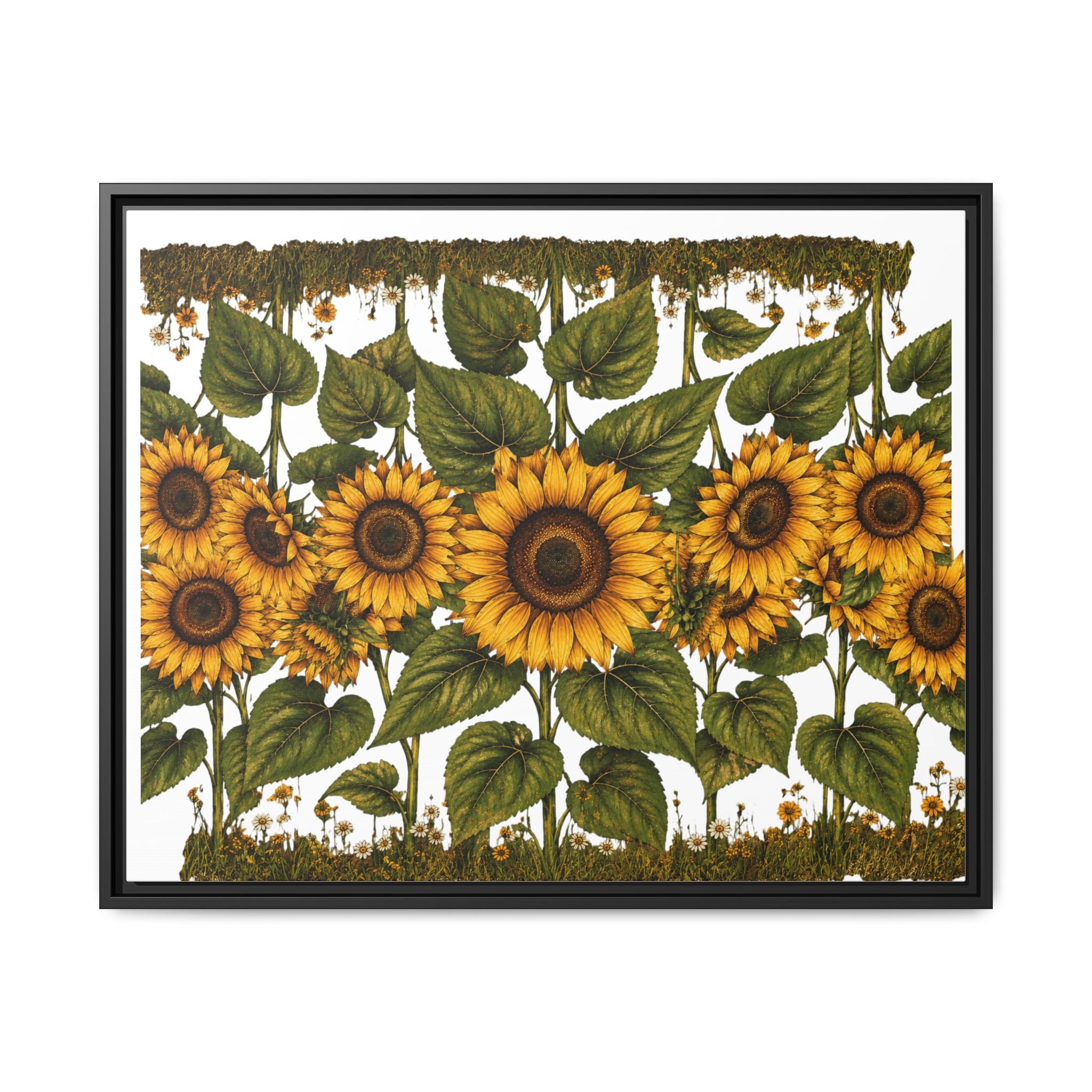 Framed Sunflower Canvas Print — Matte Floral Wall Art