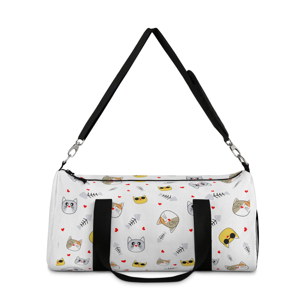 Cat Pattern Duffel Bag — Cute Kitty Faces Travel Gym Bag