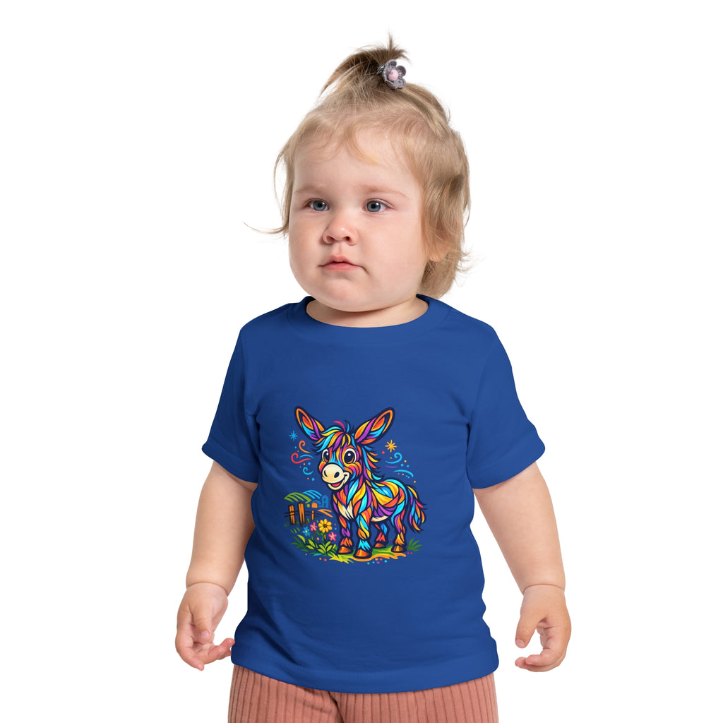 Baby T-Shirt — Colorful Rainbow Donkey Cute Farm Animal Tee for Infants