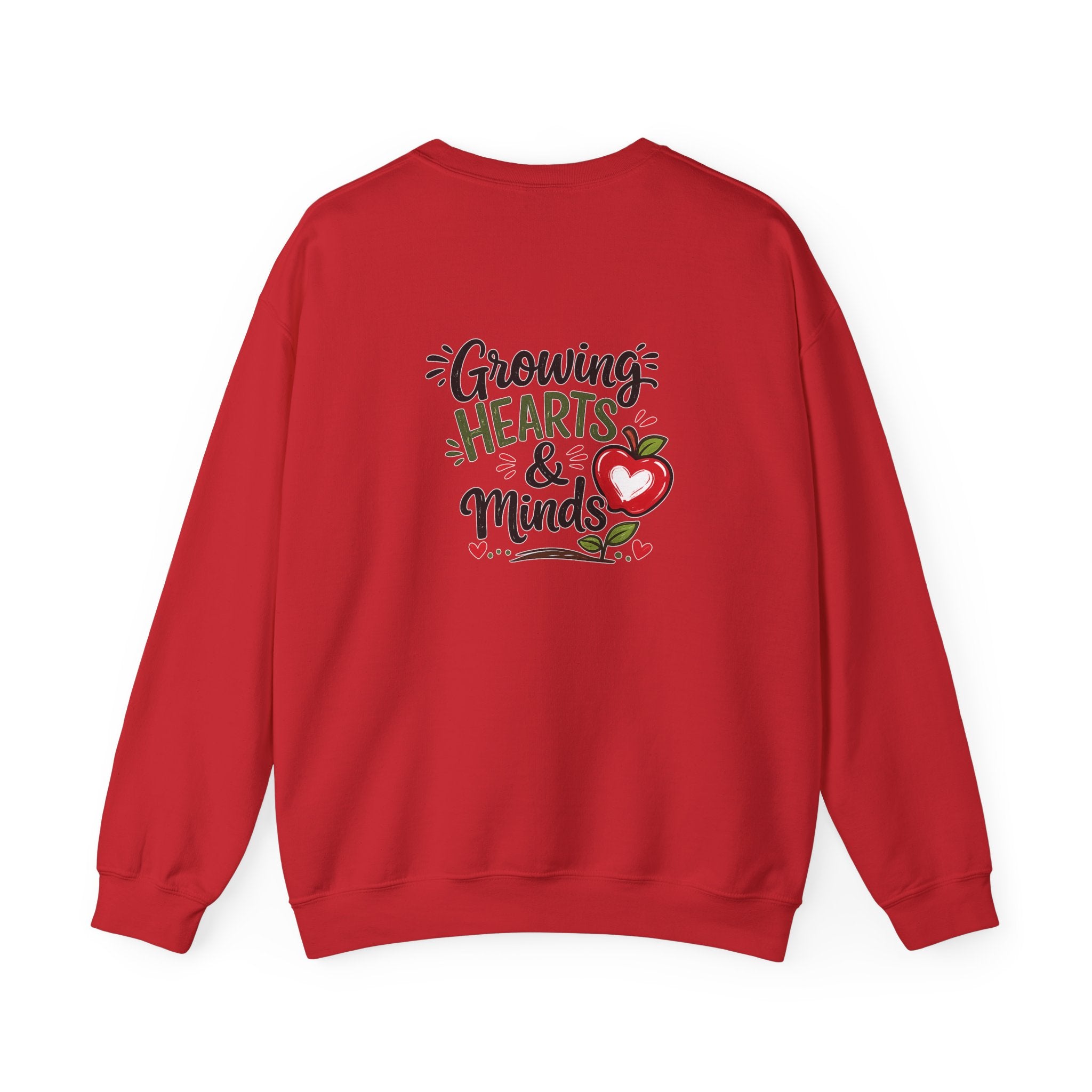 Teacher Sweatshirt — "Teachers Plant Seeds That Grow Forever" Apple Crewneck (Growing Hearts & Minds)