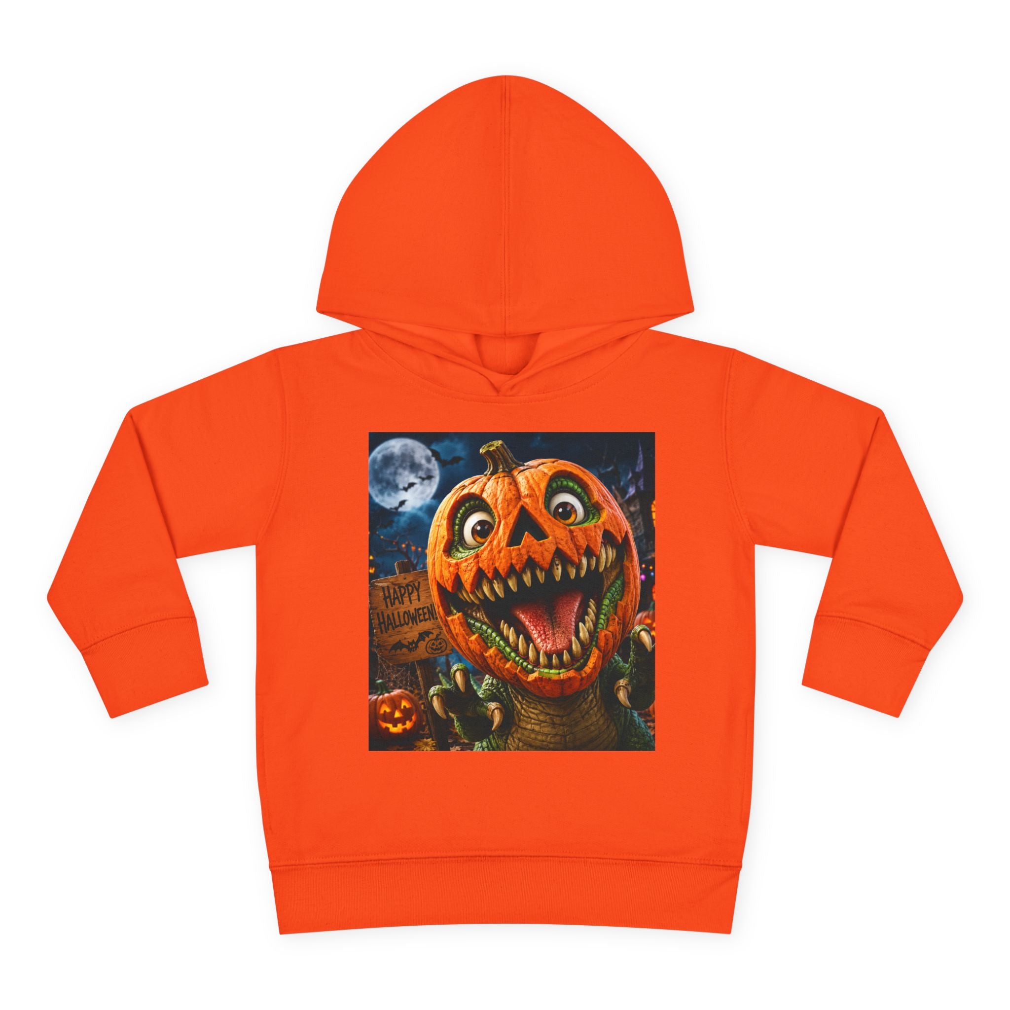 Halloween Toddler Hoodie — Dinosaur Creepy Jack-O'-Lantern Pumpkin Halloween Pullover