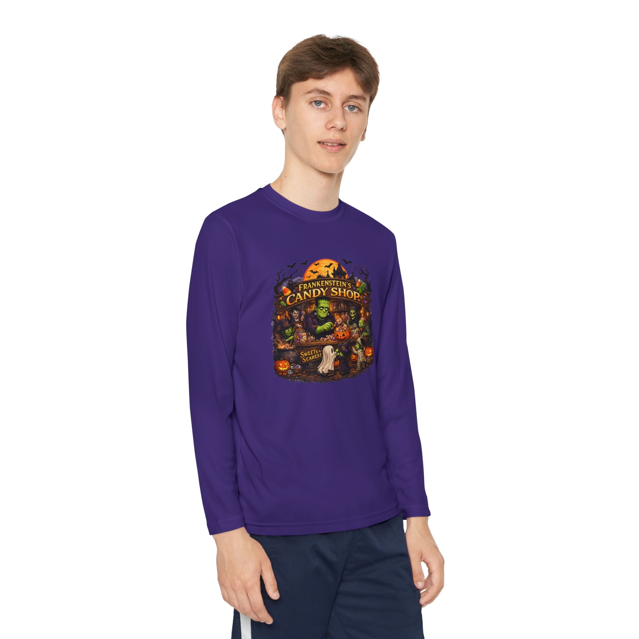 Youth Long Sleeve Tee — Halloween Candy Shop Graphic