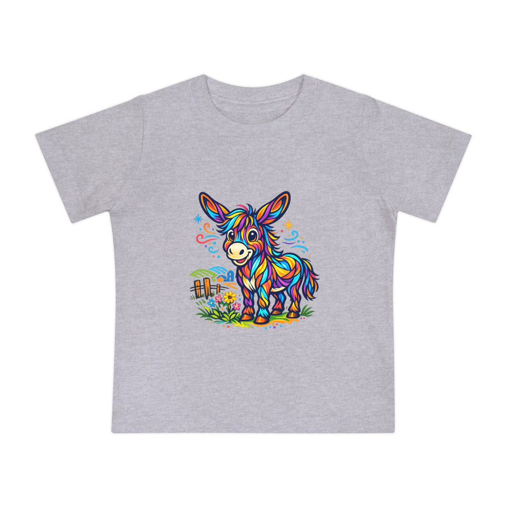 Baby T-Shirt — Colorful Rainbow Donkey Cute Farm Animal Tee for Infants