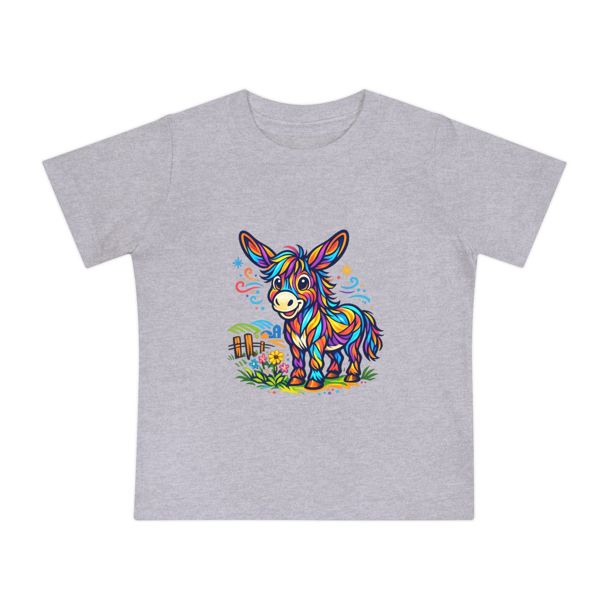Baby T-Shirt — Colorful Rainbow Donkey Cute Farm Animal Tee for Infants