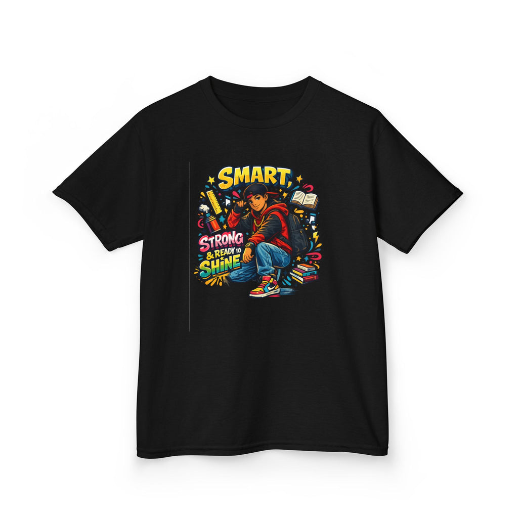 Kids Tee — "Smart, Strong, Ready to Shine" School Motivation Graphic
