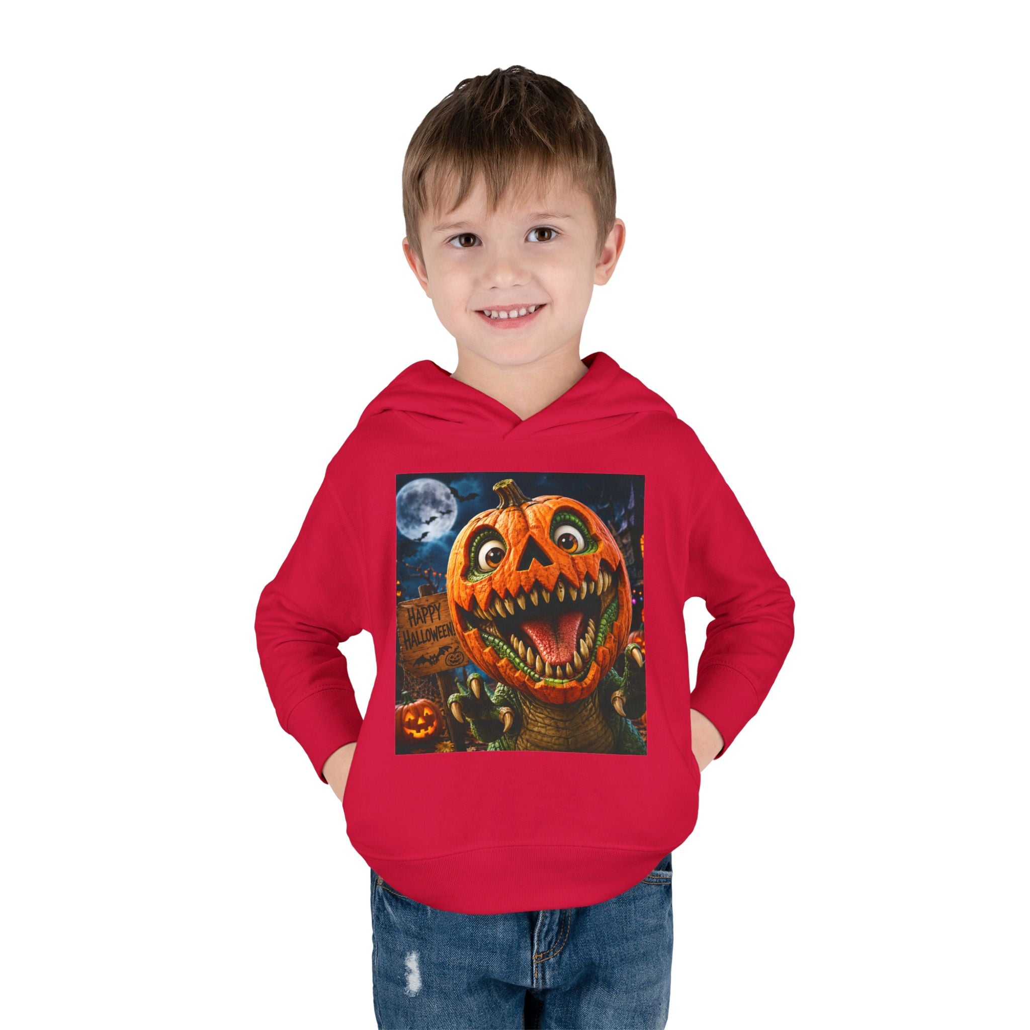 Halloween Toddler Hoodie — Dinosaur Creepy Jack-O'-Lantern Pumpkin Halloween Pullover