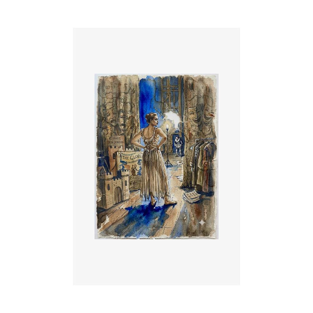 Theatre Backstage Poster — Vintage Actress Matte Vertical Art Print