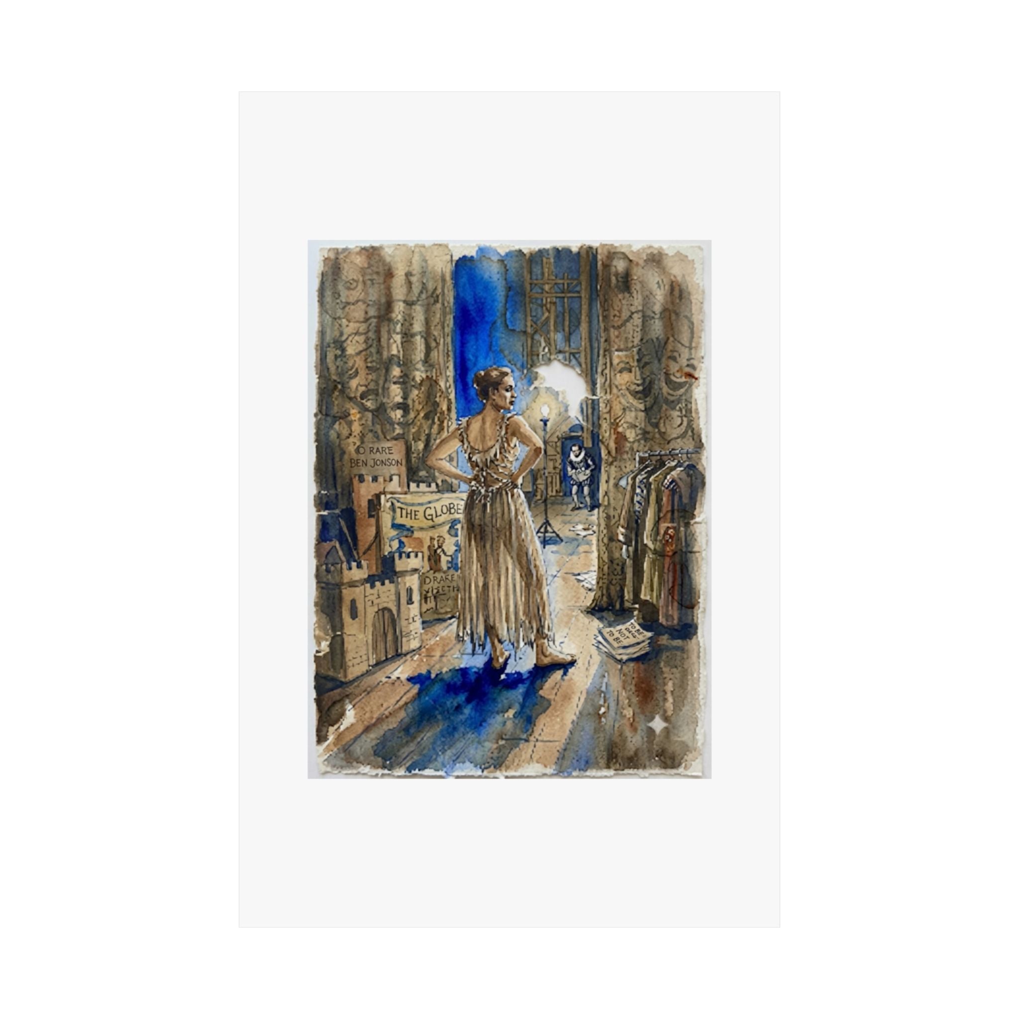Theatre Backstage Poster — Vintage Actress Matte Vertical Art Print