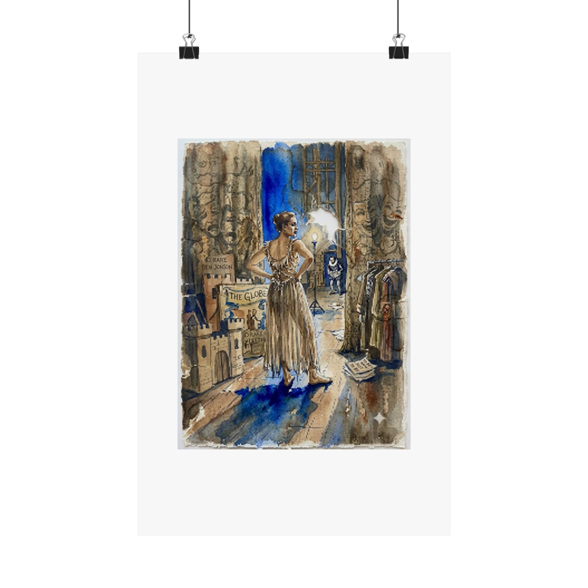 Theatre Backstage Poster — Vintage Actress Matte Vertical Art Print