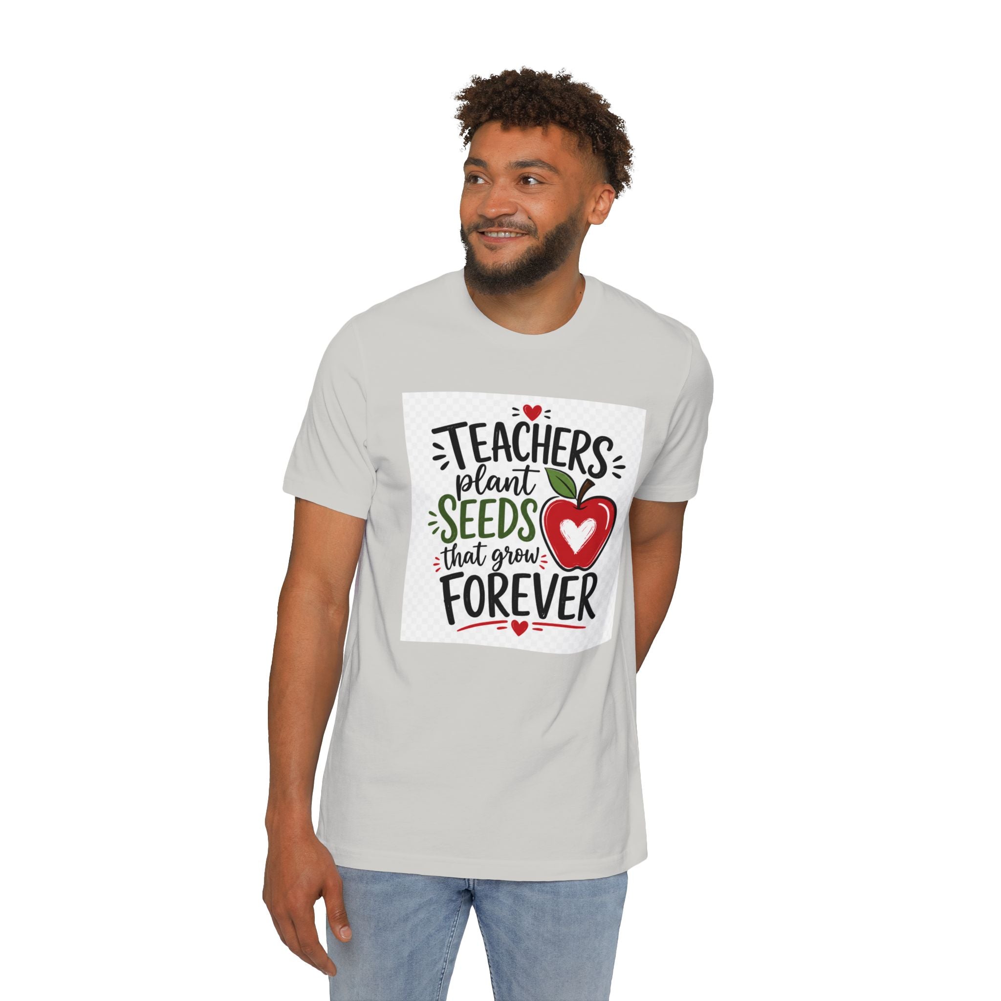 Teacher Appreciation T-Shirt – "Teachers Plant Seeds That Grow Forever" Apple Design