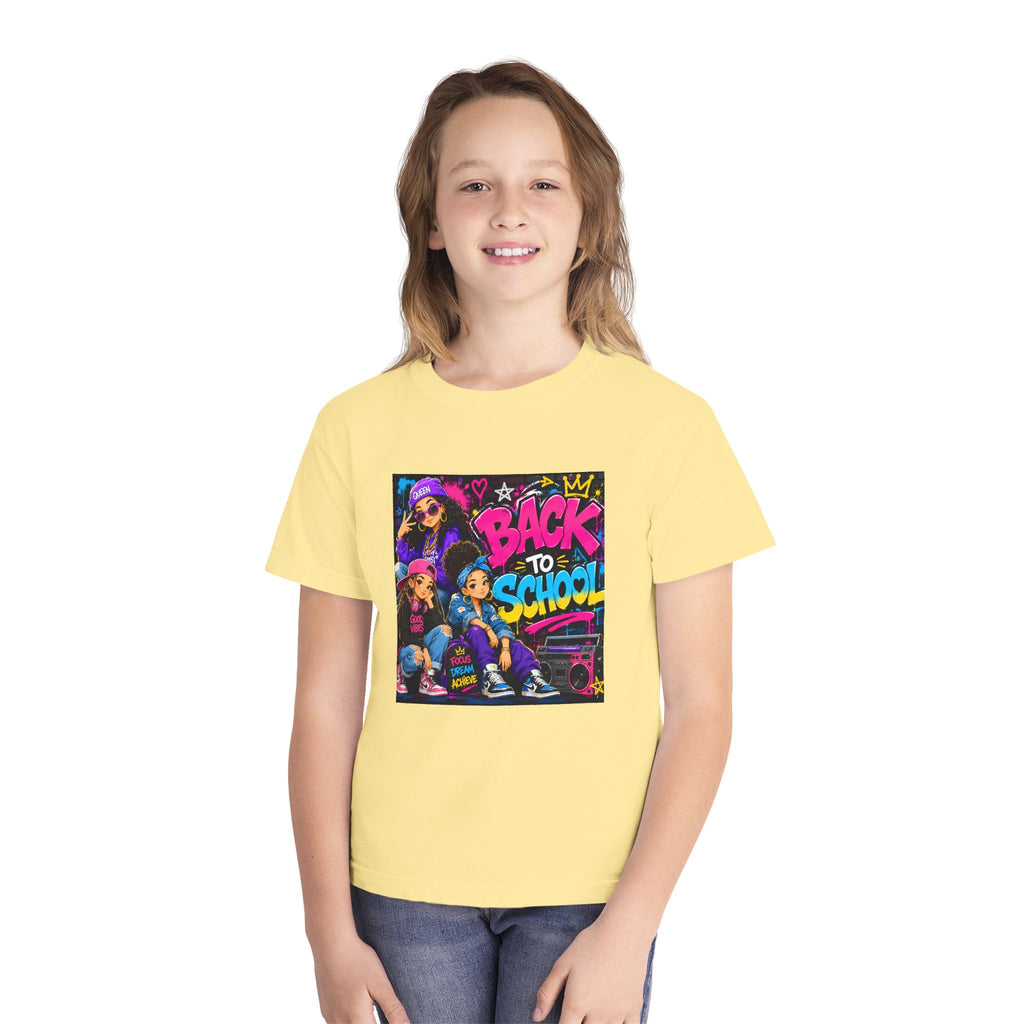 Back to School Youth Tee — Retro Hip-Hop Graphic with Custom Name