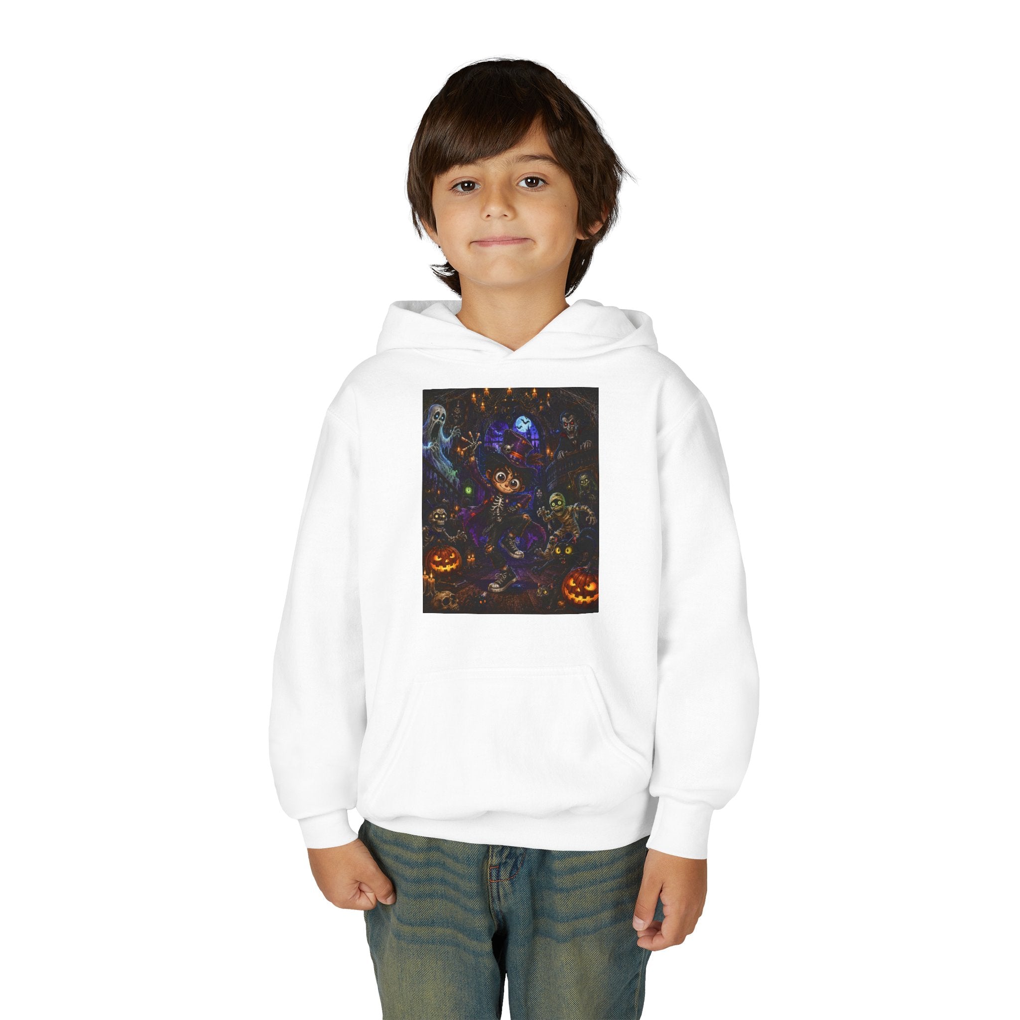 Youth Hoodie - Spooky Magician Halloween Jack-o'-Lantern Galaxy Design