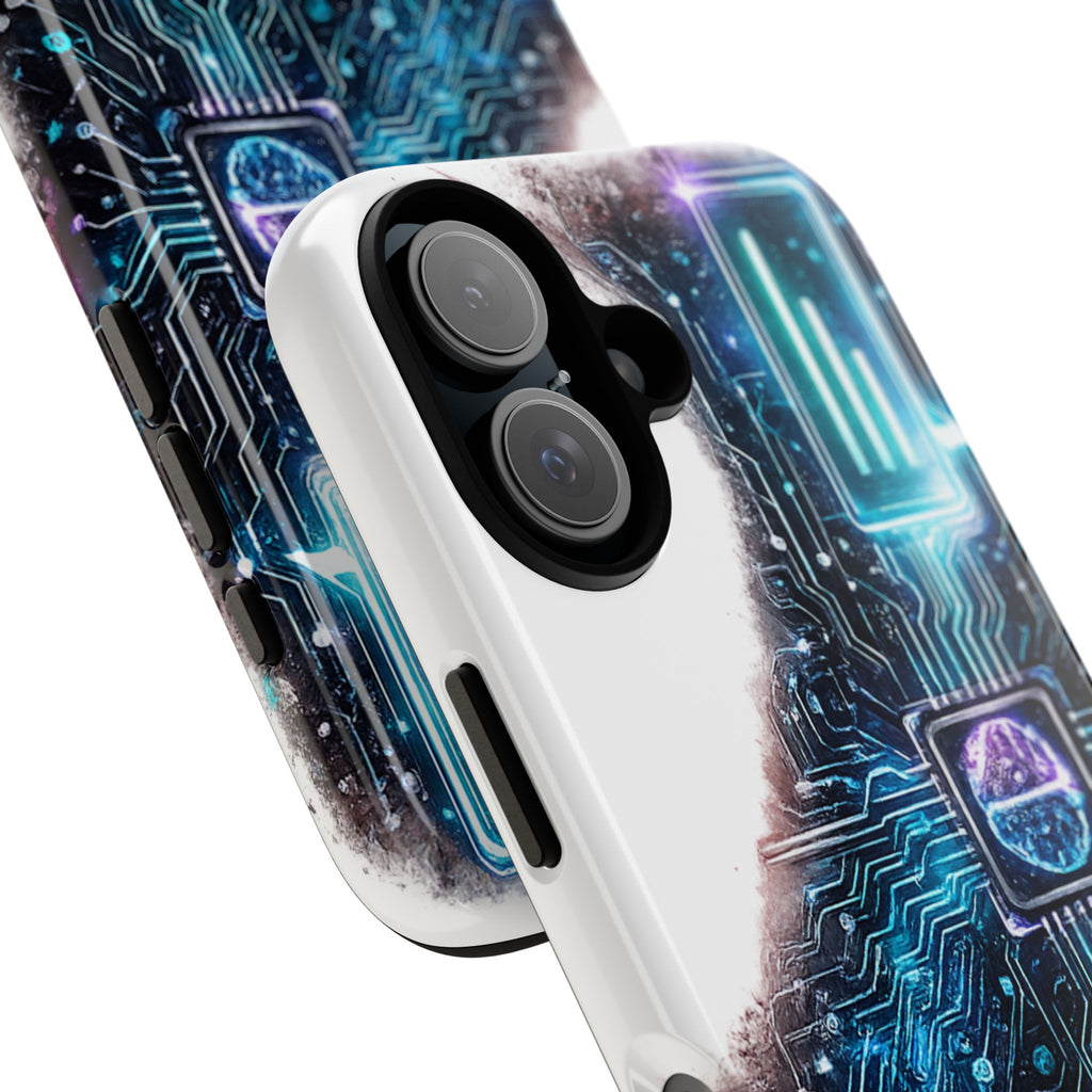 Tech Circuit Tough Phone Case — Futuristic Neon PCB Design