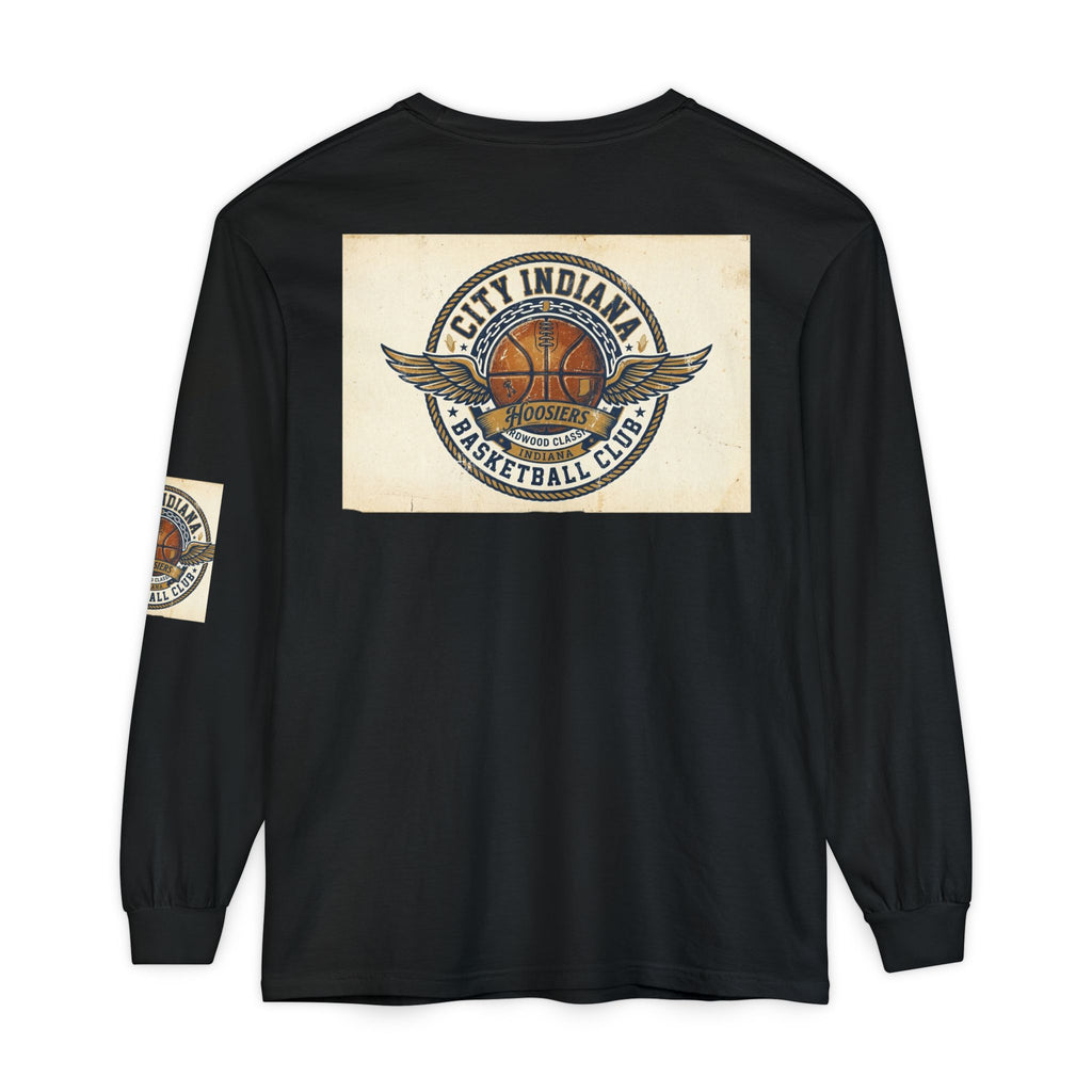 Basketball Club Long Sleeve Tee — City Indiana Winged Ball Graphic