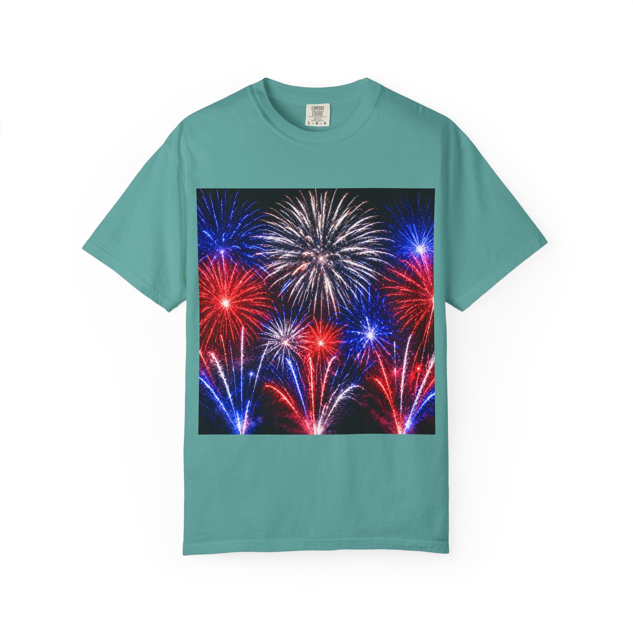 Fireworks Celebration T-Shirt — Red, White & Blue Festival Graphic