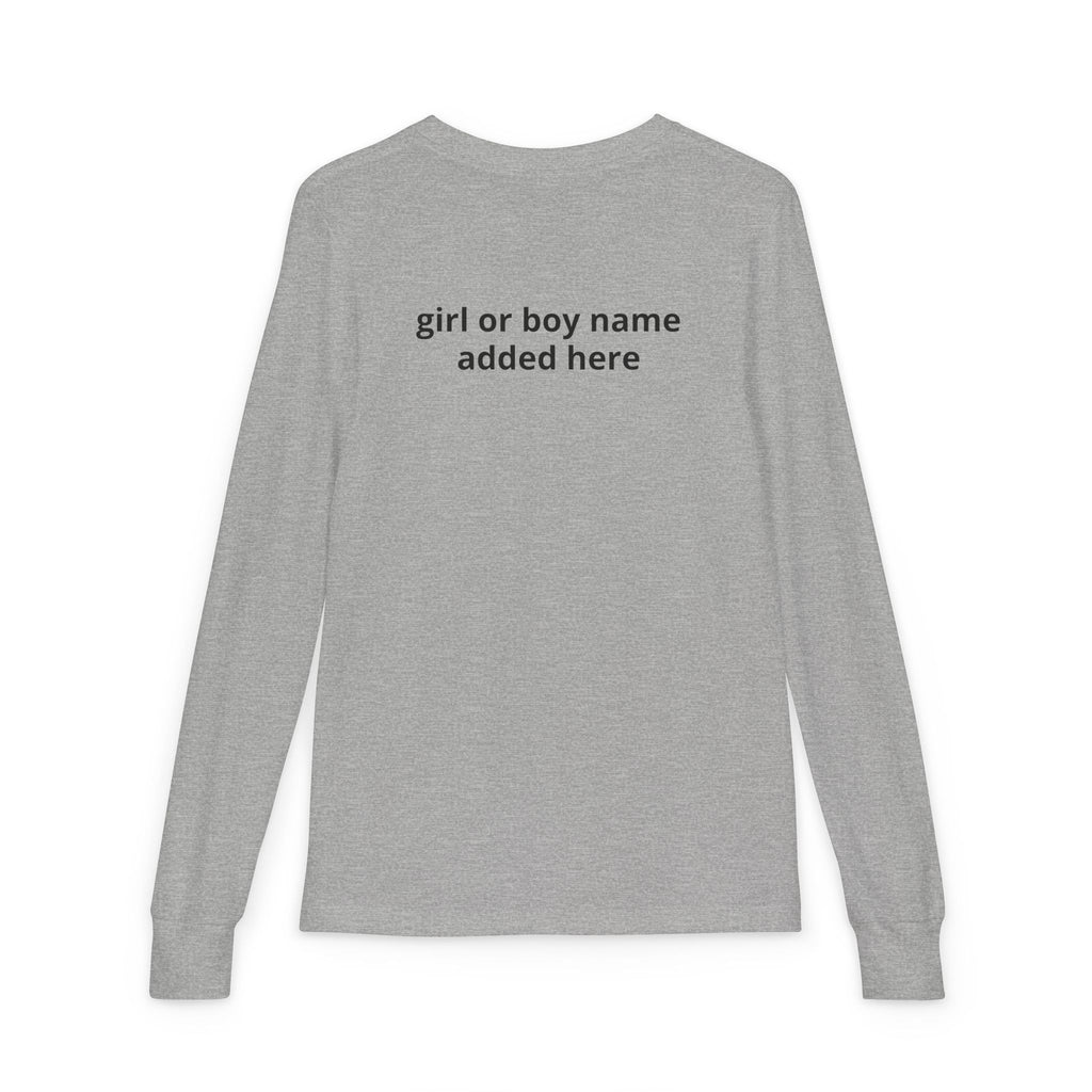 Youth Long Sleeve Tee — Spooky Dinosaur Jack-O'-Lantern Halloween Shirt (Custom Name)