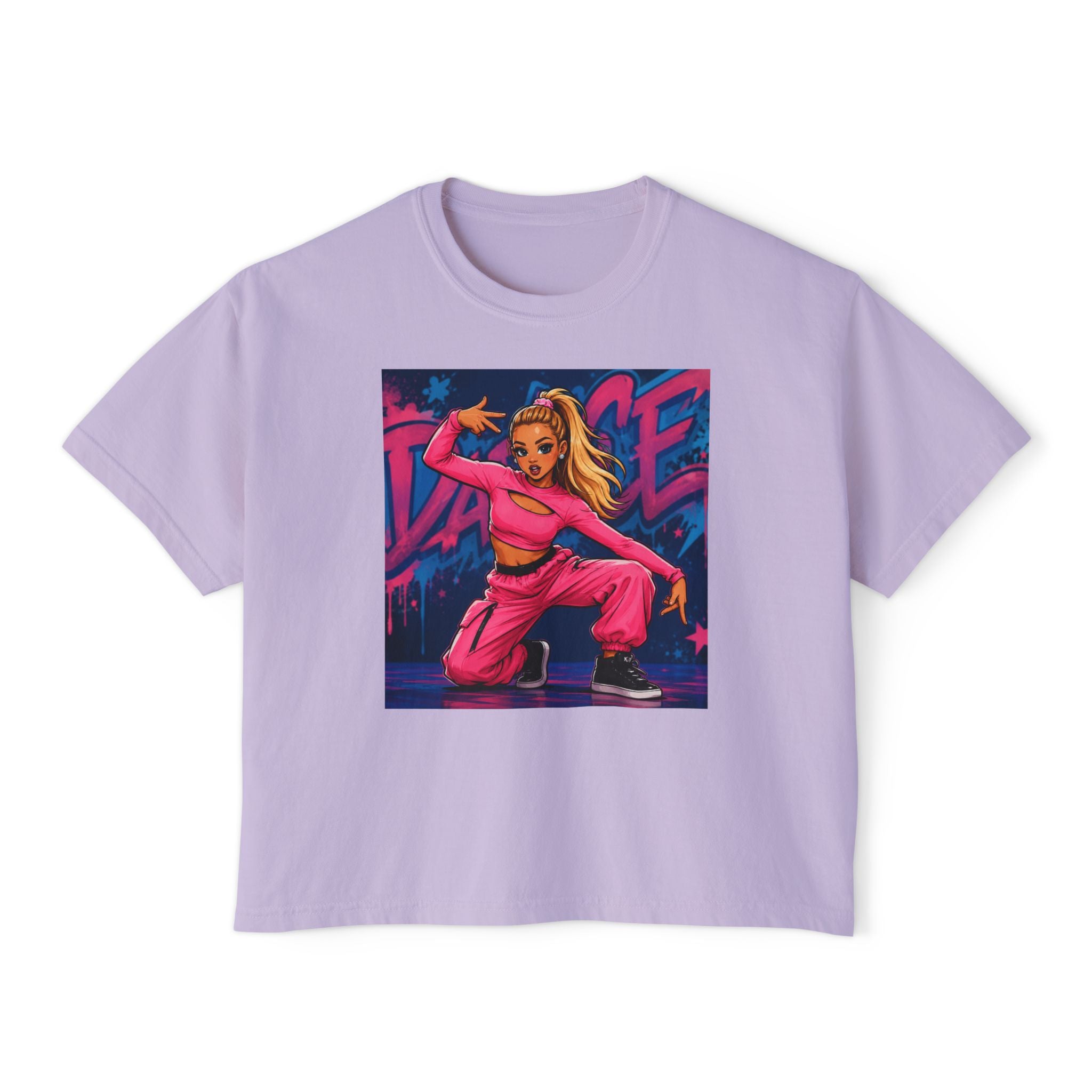 Women’s Boxy Tee — Pink Street Dance Graphic "Dance"