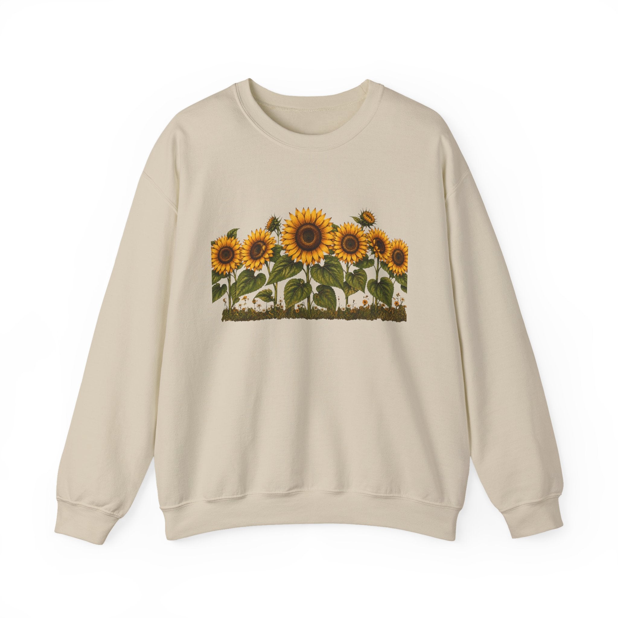 Sunflower Field Crewneck Sweatshirt — Vintage Botanical Floral Pullover