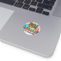 Teacher Back to School Squad Round Vinyl Sticker — Colorful Sneakers & Backpacks