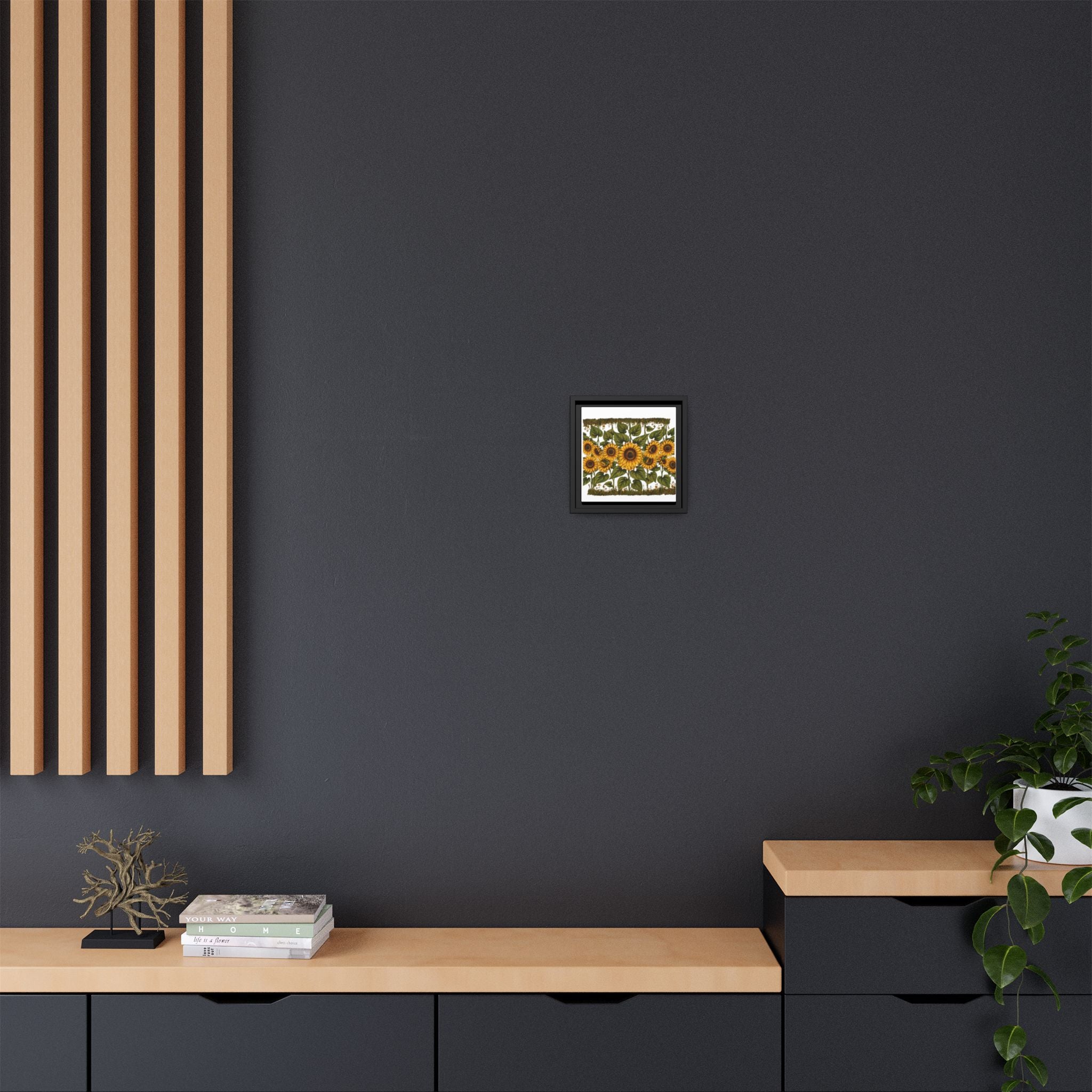 Framed Sunflower Canvas Print — Matte Floral Wall Art