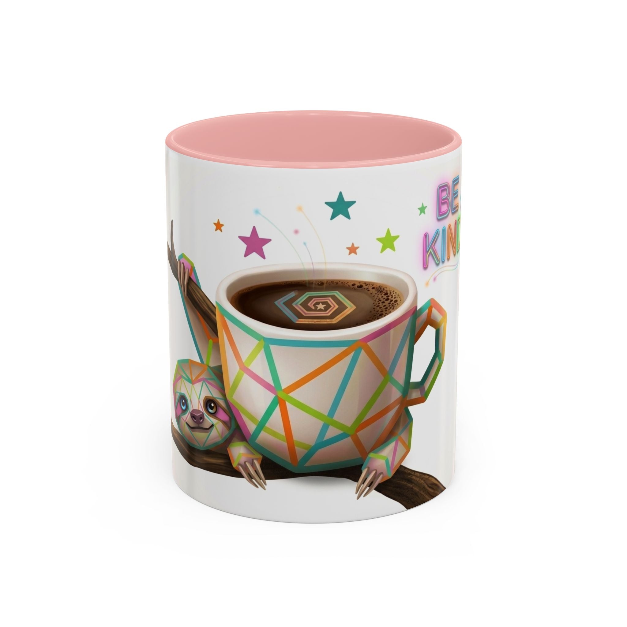 Be Kind Sloth Coffee Mug — Colorful Accent Ceramic Cup (11/15oz)