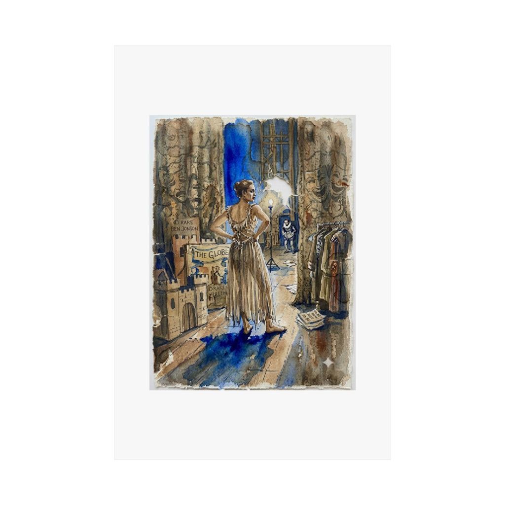 Theatre Backstage Poster — Vintage Actress Matte Vertical Art Print
