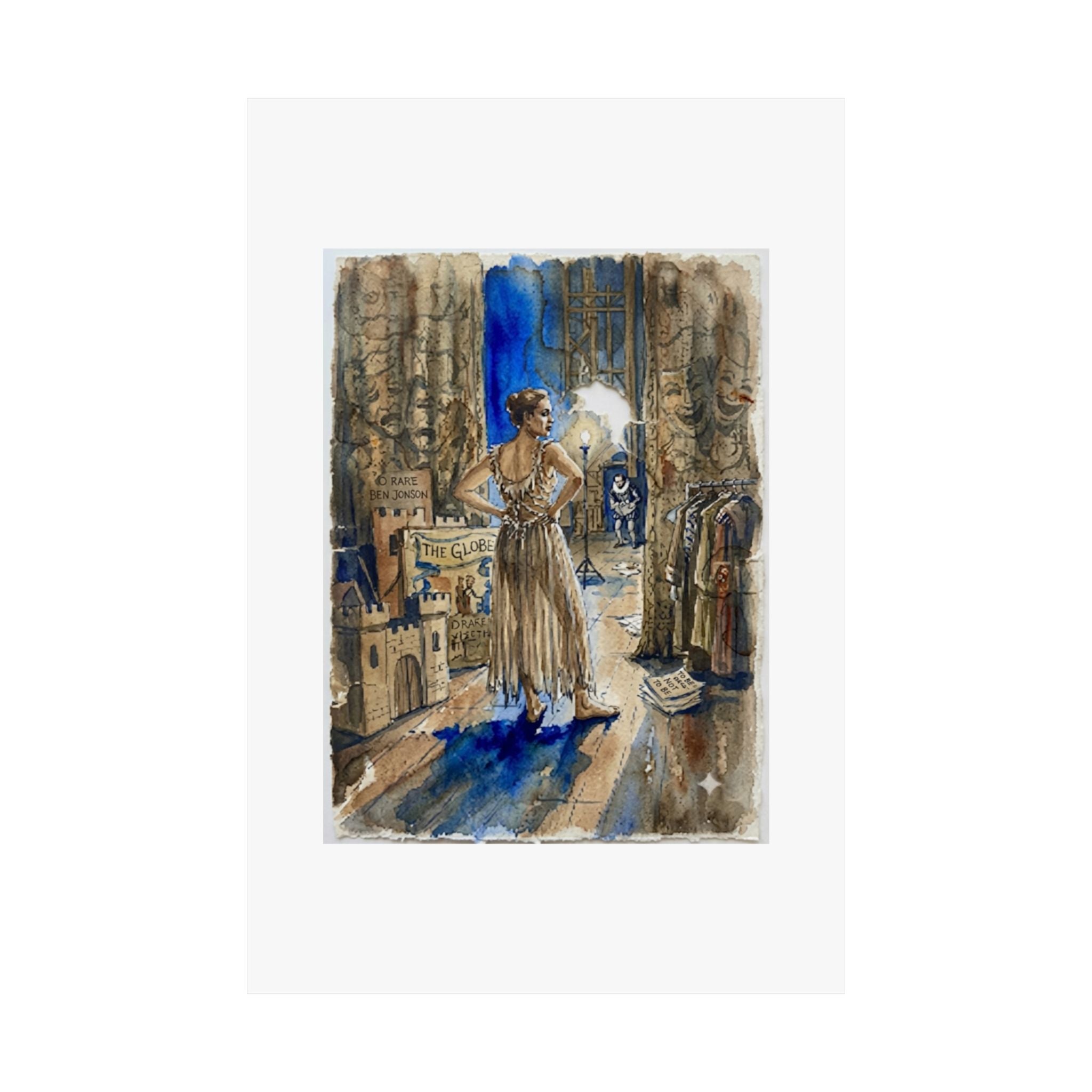 Theatre Backstage Poster — Vintage Actress Matte Vertical Art Print