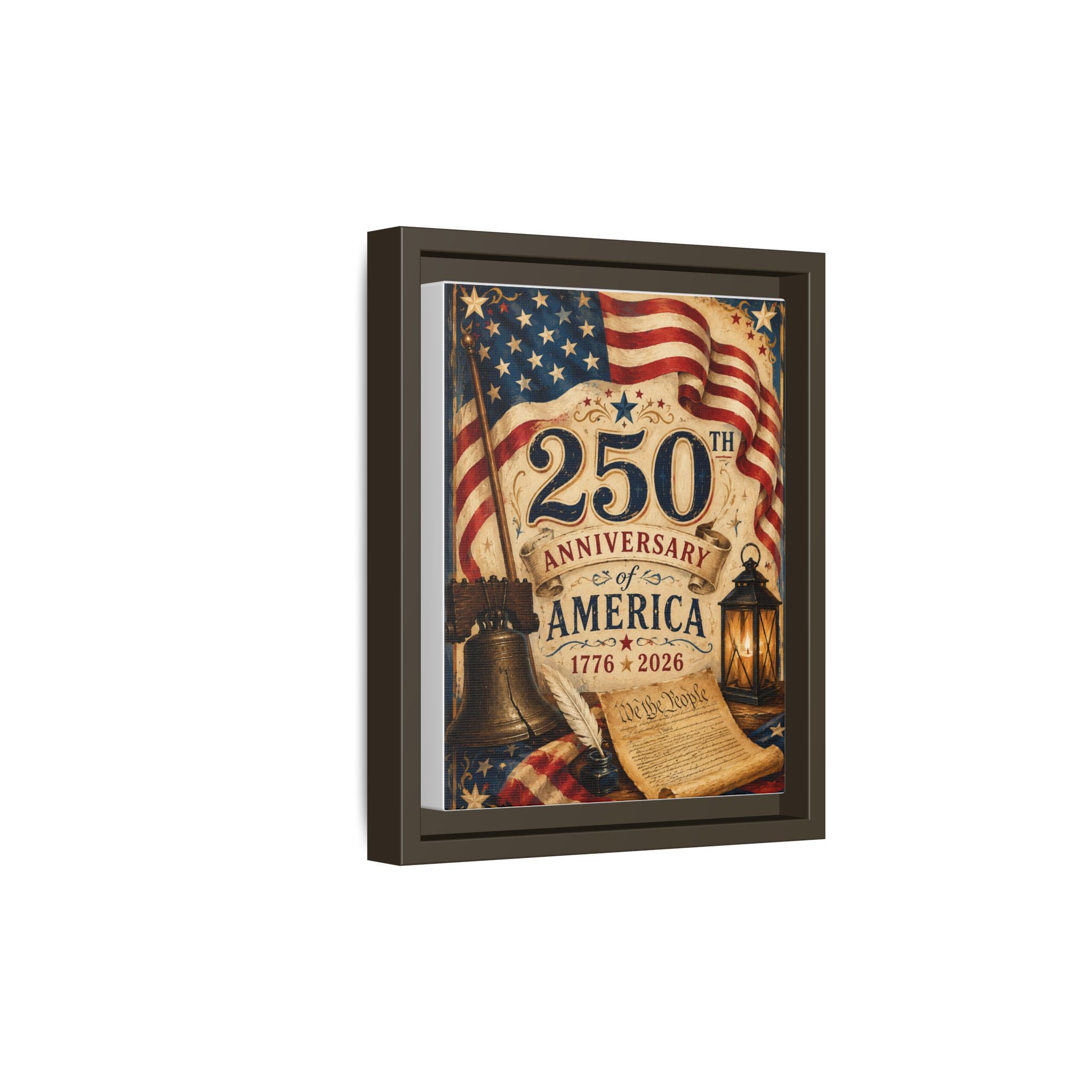 250th Anniversary of America Framed Canvas Print — Patriotic 1776–2026 Wall Art