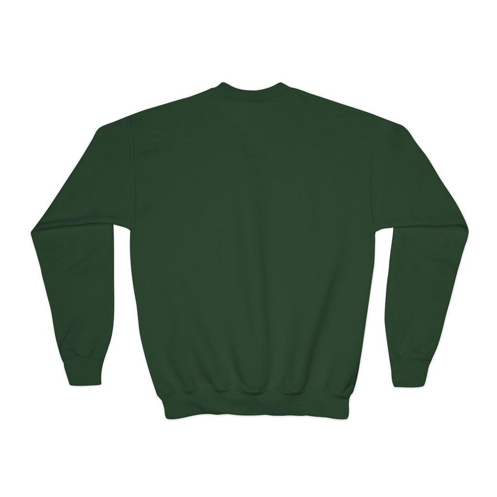 Youth Crewneck Sweatshirt — "Smart, Strong & Brave" Colorful Skateboard Graphic