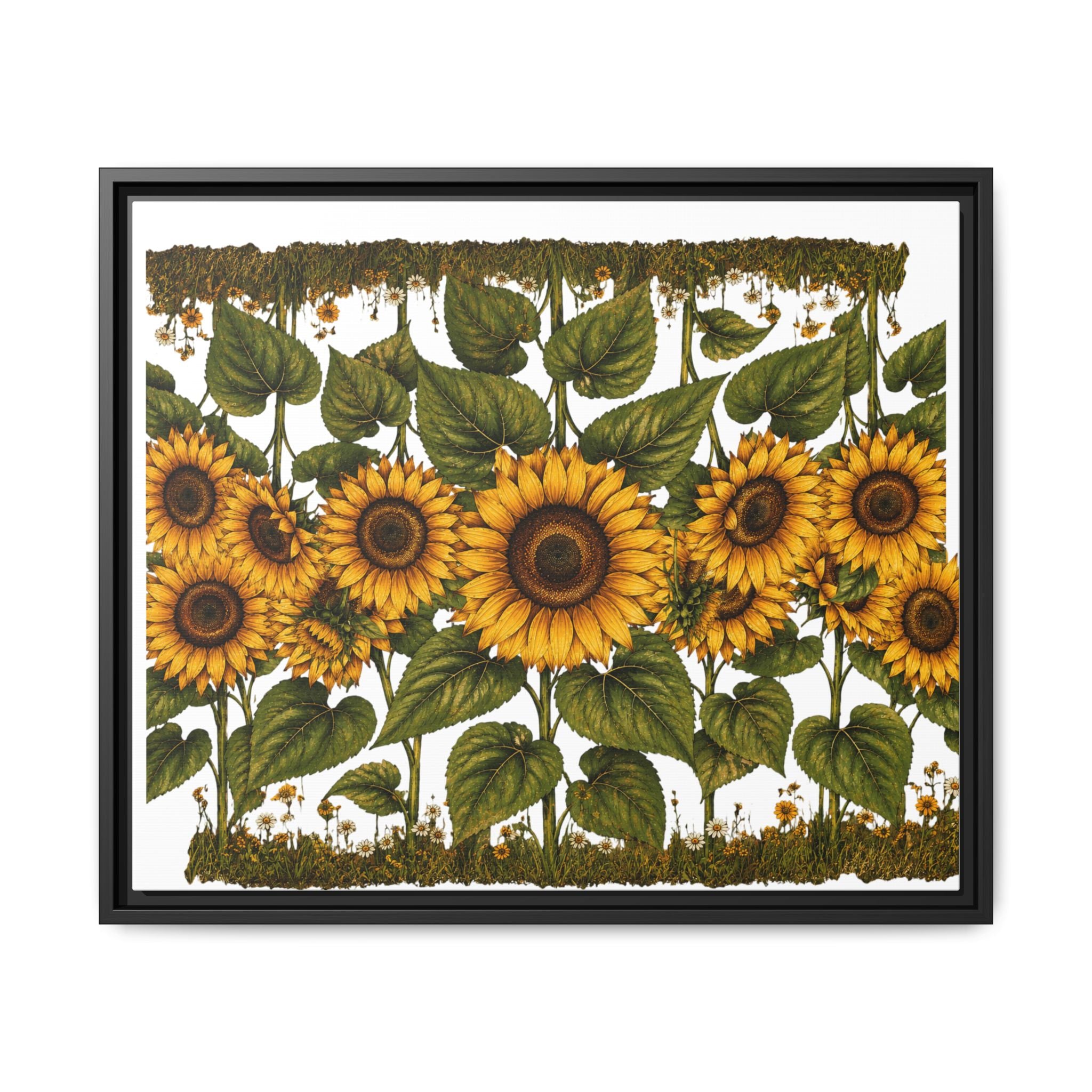 Framed Sunflower Canvas Print — Matte Floral Wall Art