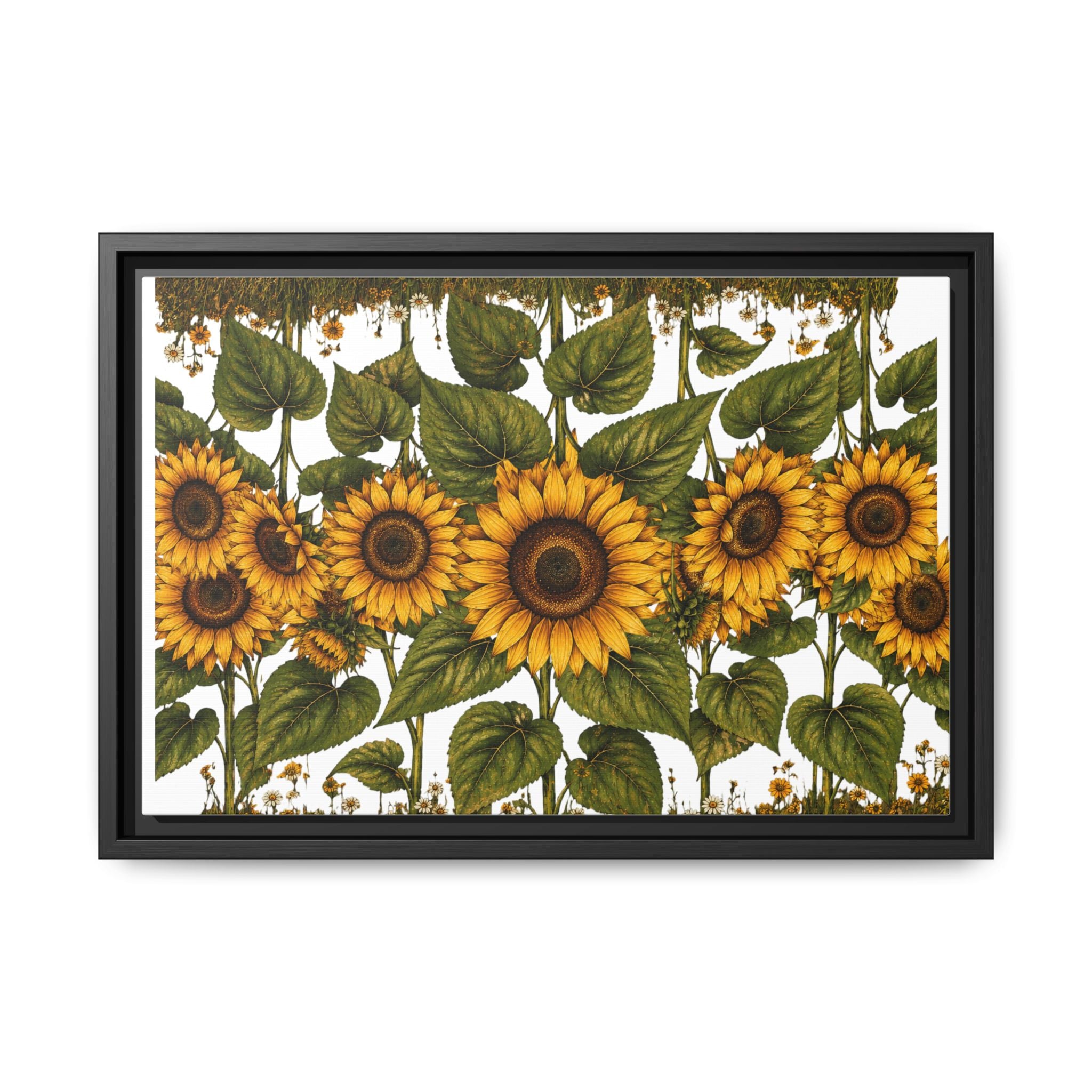 Framed Sunflower Canvas Print — Matte Floral Wall Art