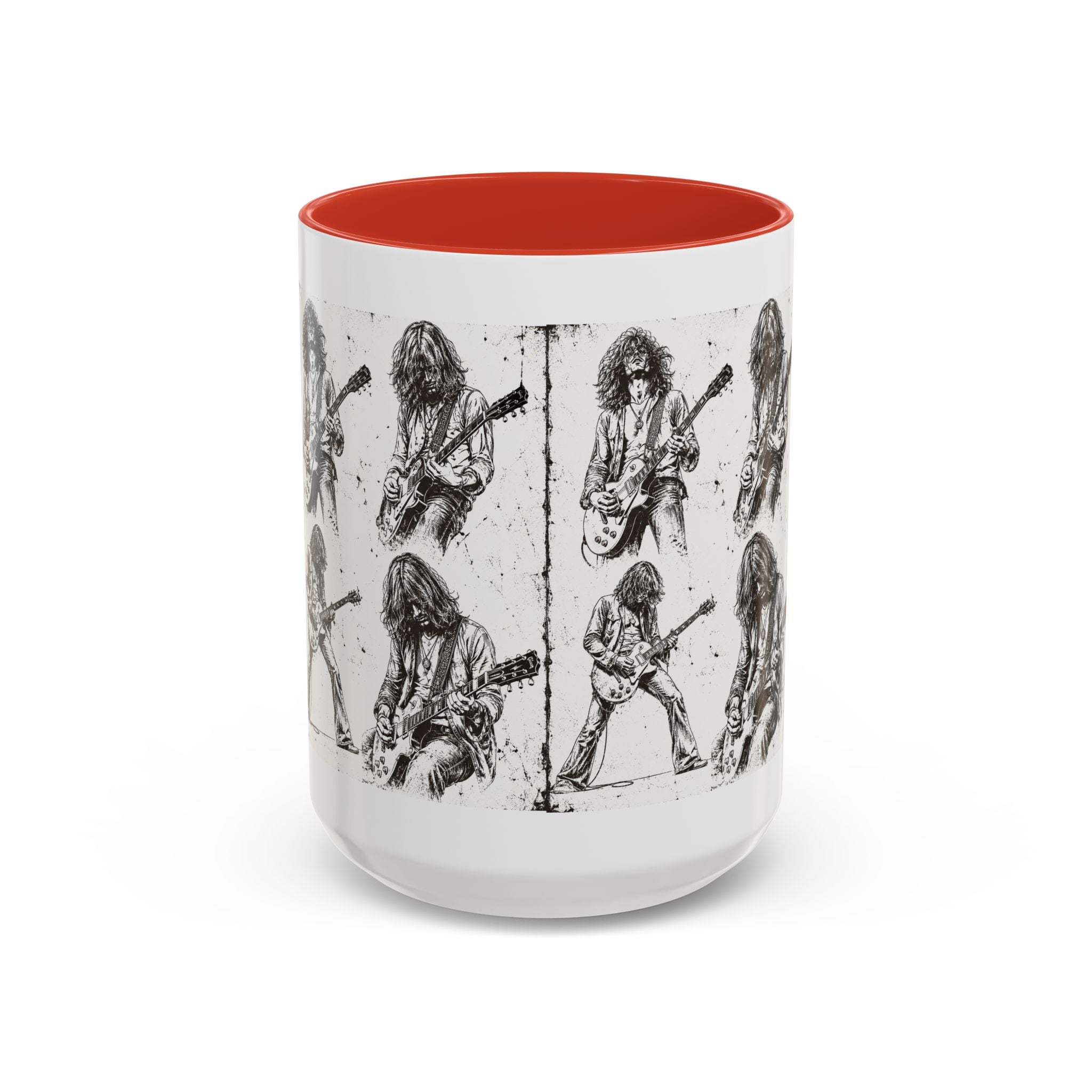 Rock Guitarist Sketch Accent Coffee Mug — Vintage Band Art 11/15oz