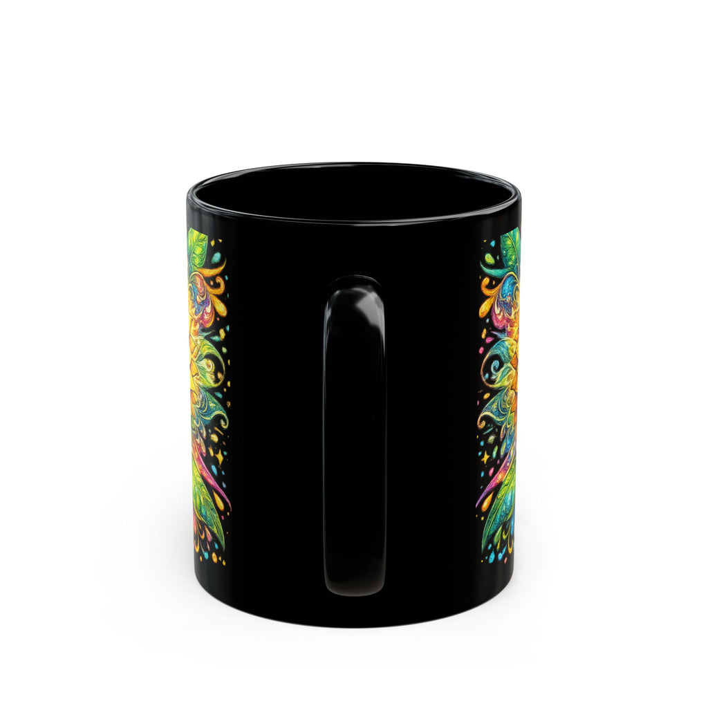 Sunflower Mandala Black Mug — Vibrant Floral Coffee Cup (11oz & 15oz)