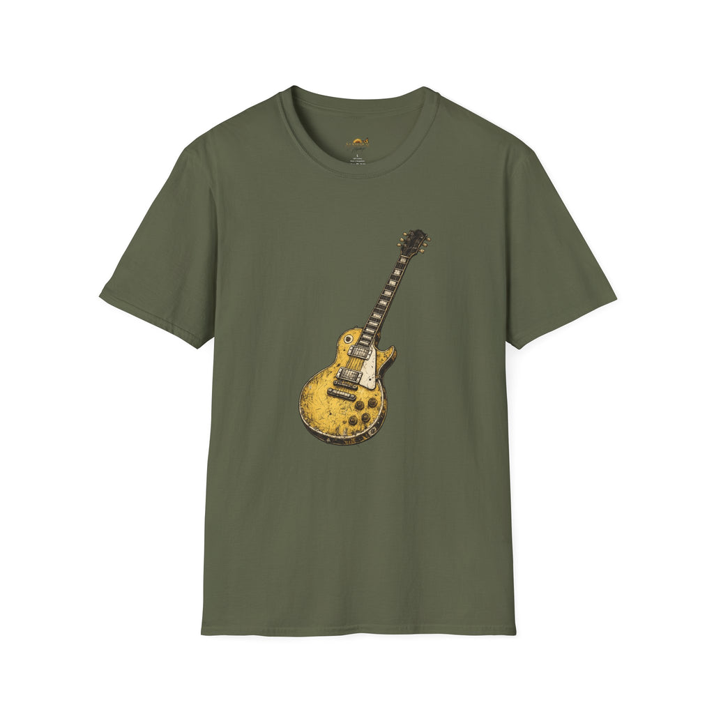 Guitar Illustration T-Shirt — Vintage Les Paul Graphic Tee for Music Lovers
