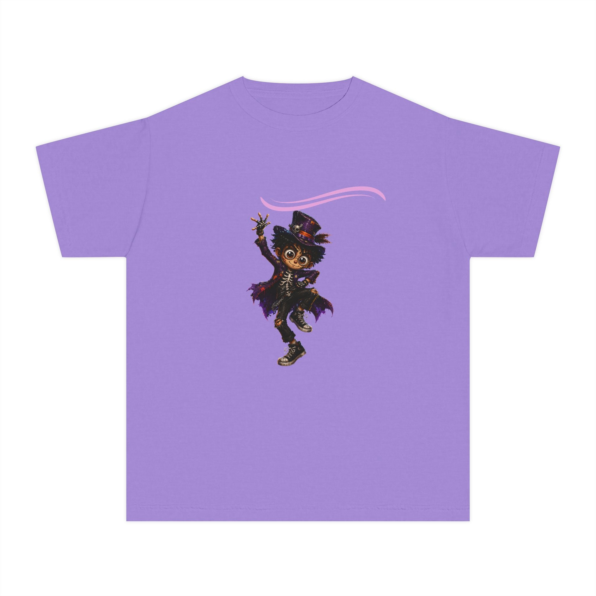 Kids Halloween Cat Witch T‑Shirt — Cute Dancing Black Cat in Witch Costume