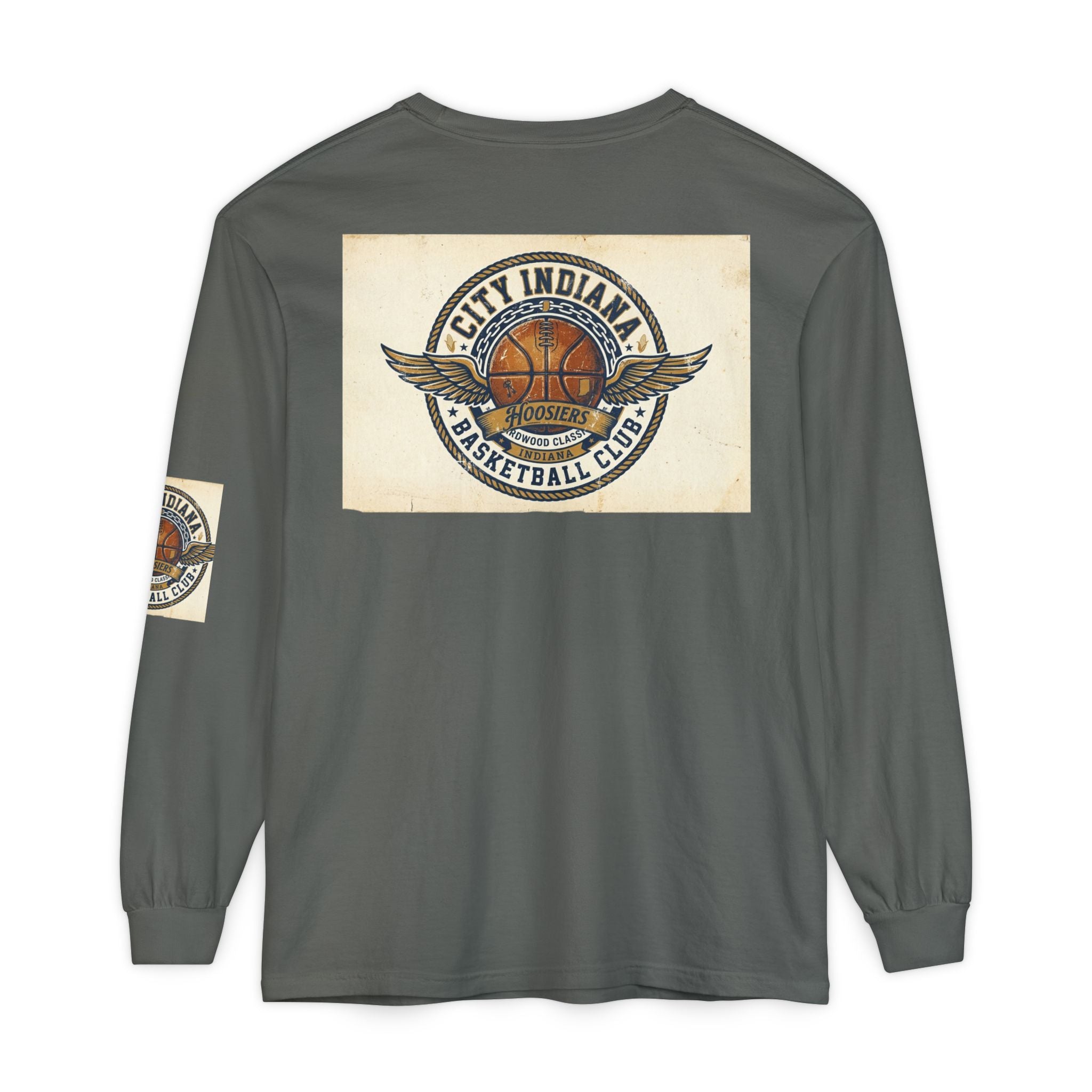 Basketball Club Long Sleeve Tee — City Indiana Winged Ball Graphic