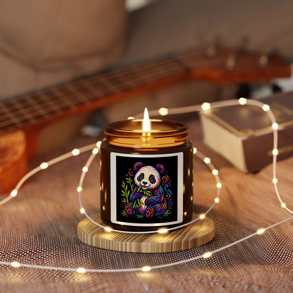 Colorful Panda Soy Candle — Amber Jar Scented Candle (Multi-Size)
