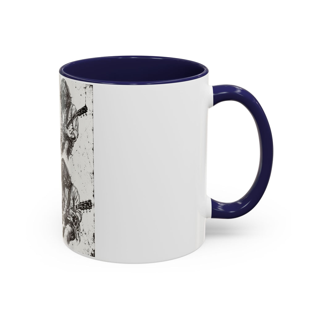 Rock Guitarist Sketch Accent Coffee Mug — Vintage Band Art 11/15oz
