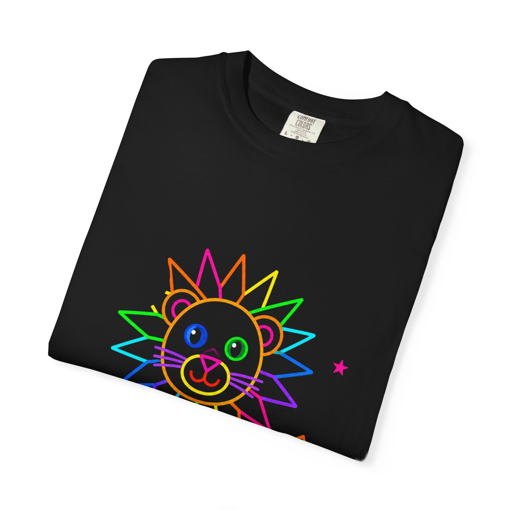 Rainbow Line Art Lion T-Shirt — Cute Kids Graphic Tee