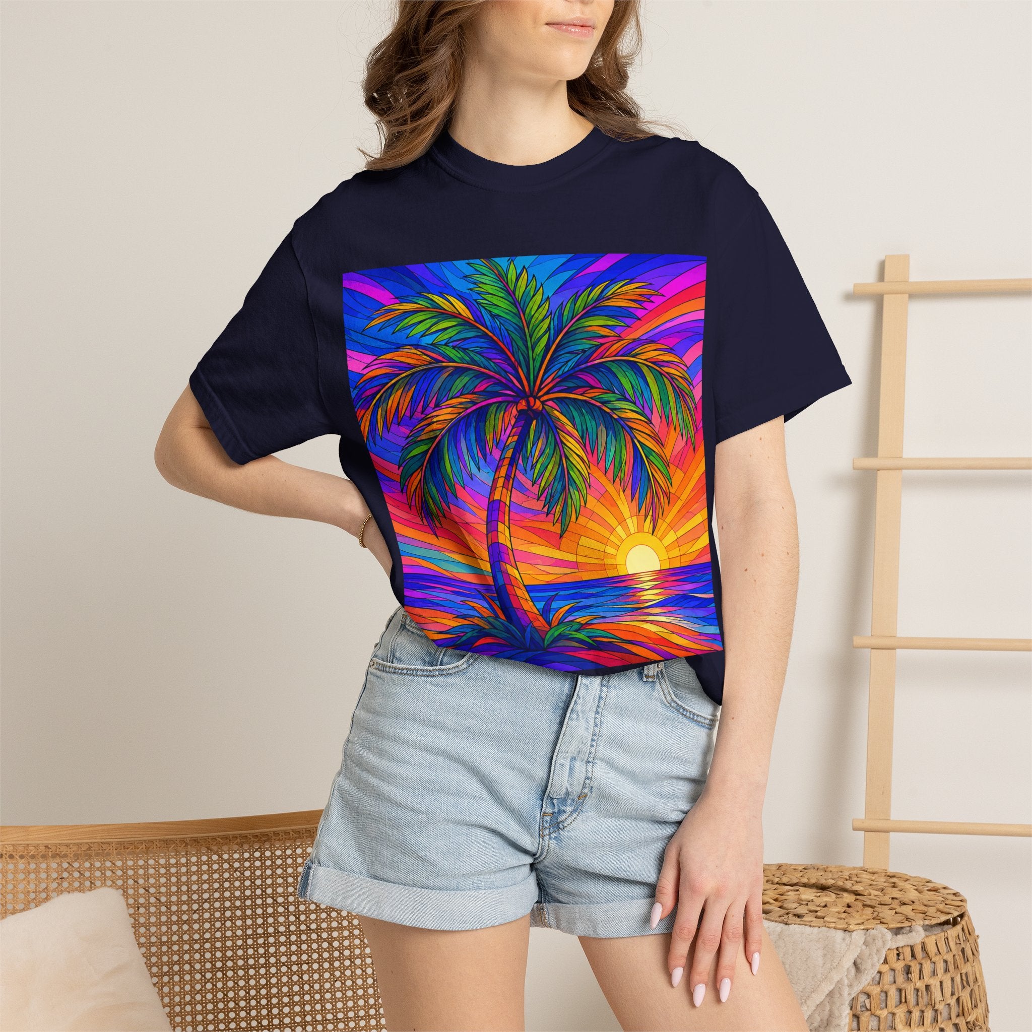 Sunset Palm T-Shirt — Vibrant Tropical Beach Tee